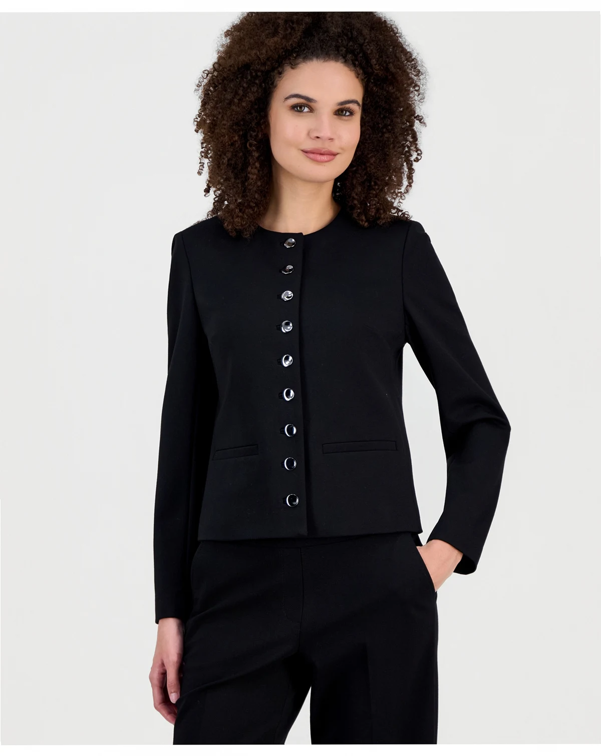 Women's Crewneck Button-Front Jacket