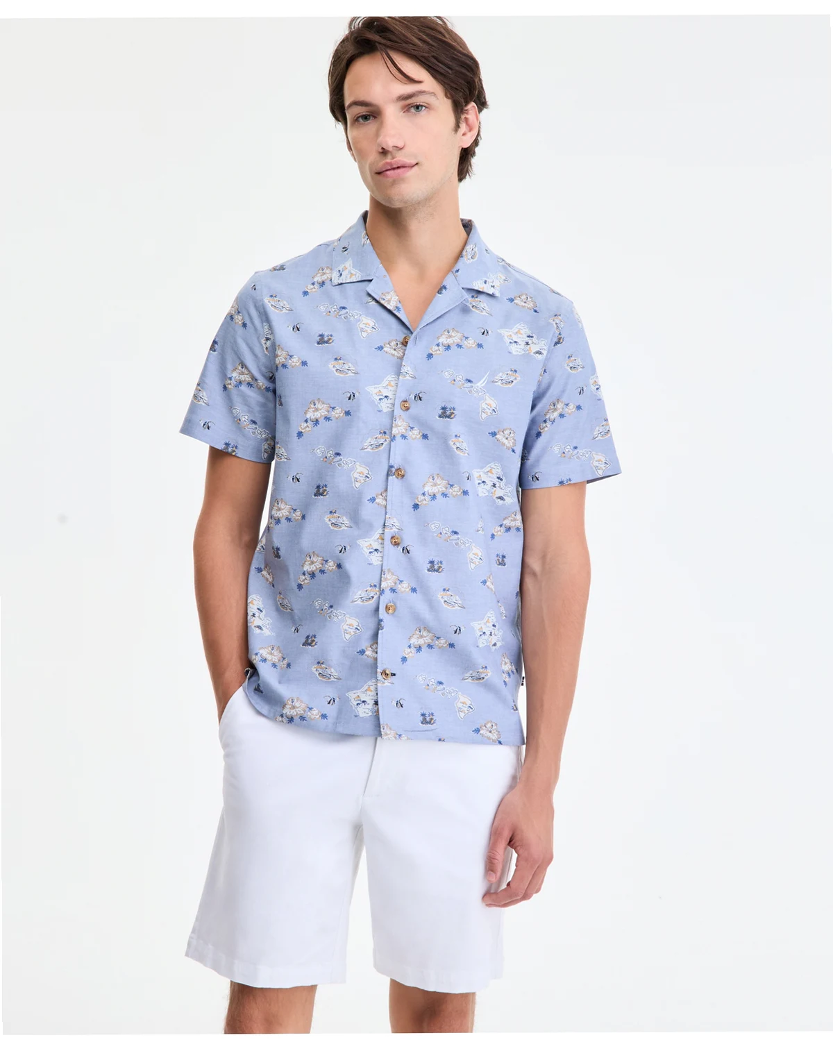 Men's Classic-Fit Printed Button-Down Camp Shirt