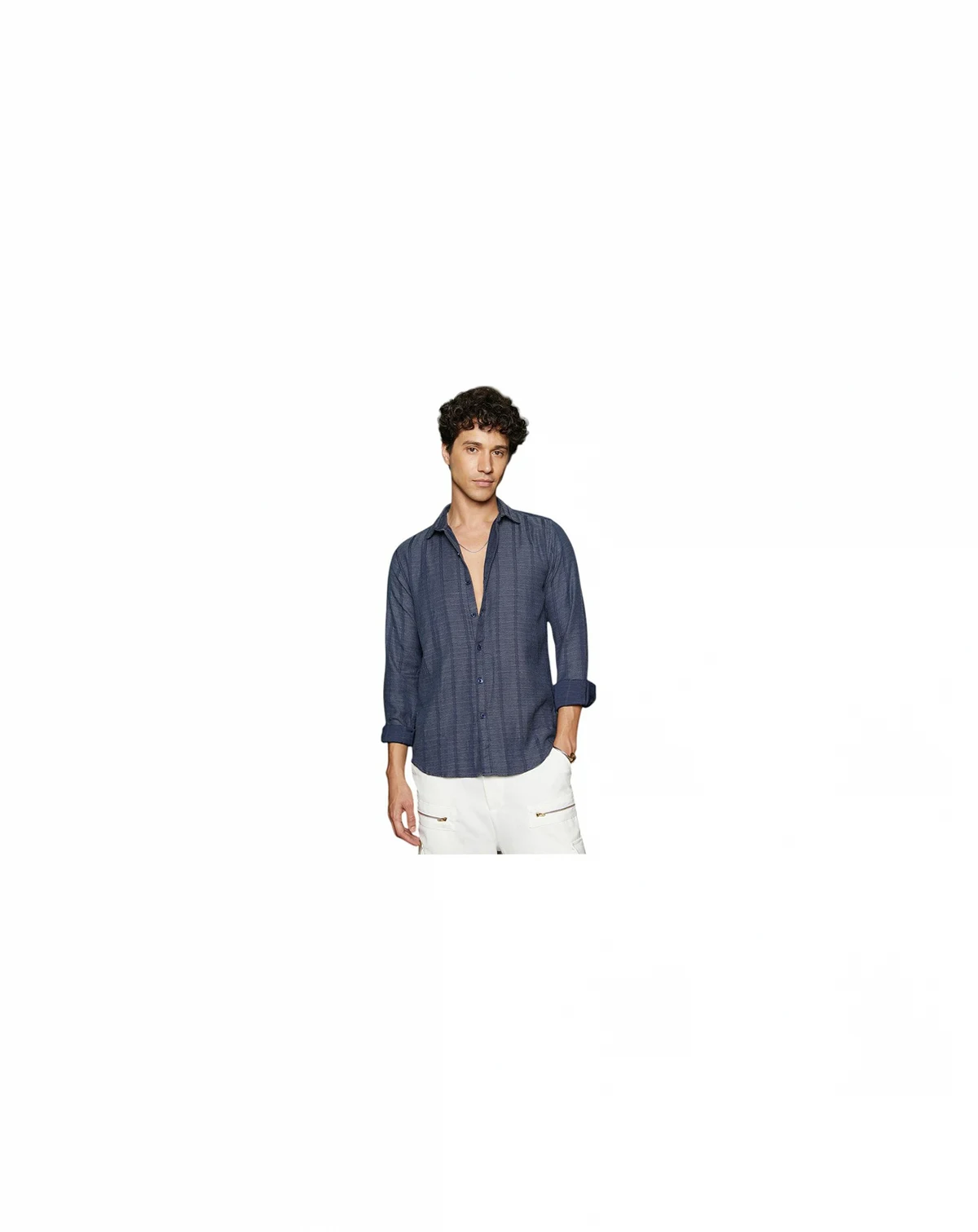 Men's Contrast-Weave Relaxed Shirt