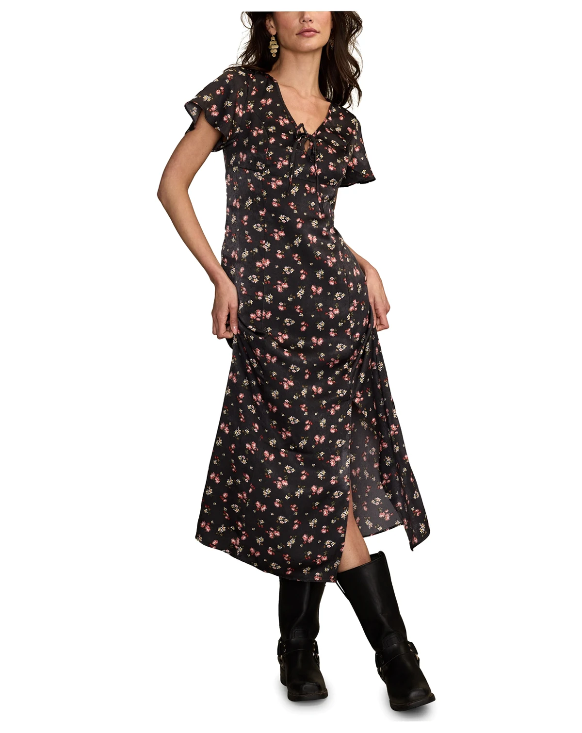 Women's Flutter Sleeve Midi Dress