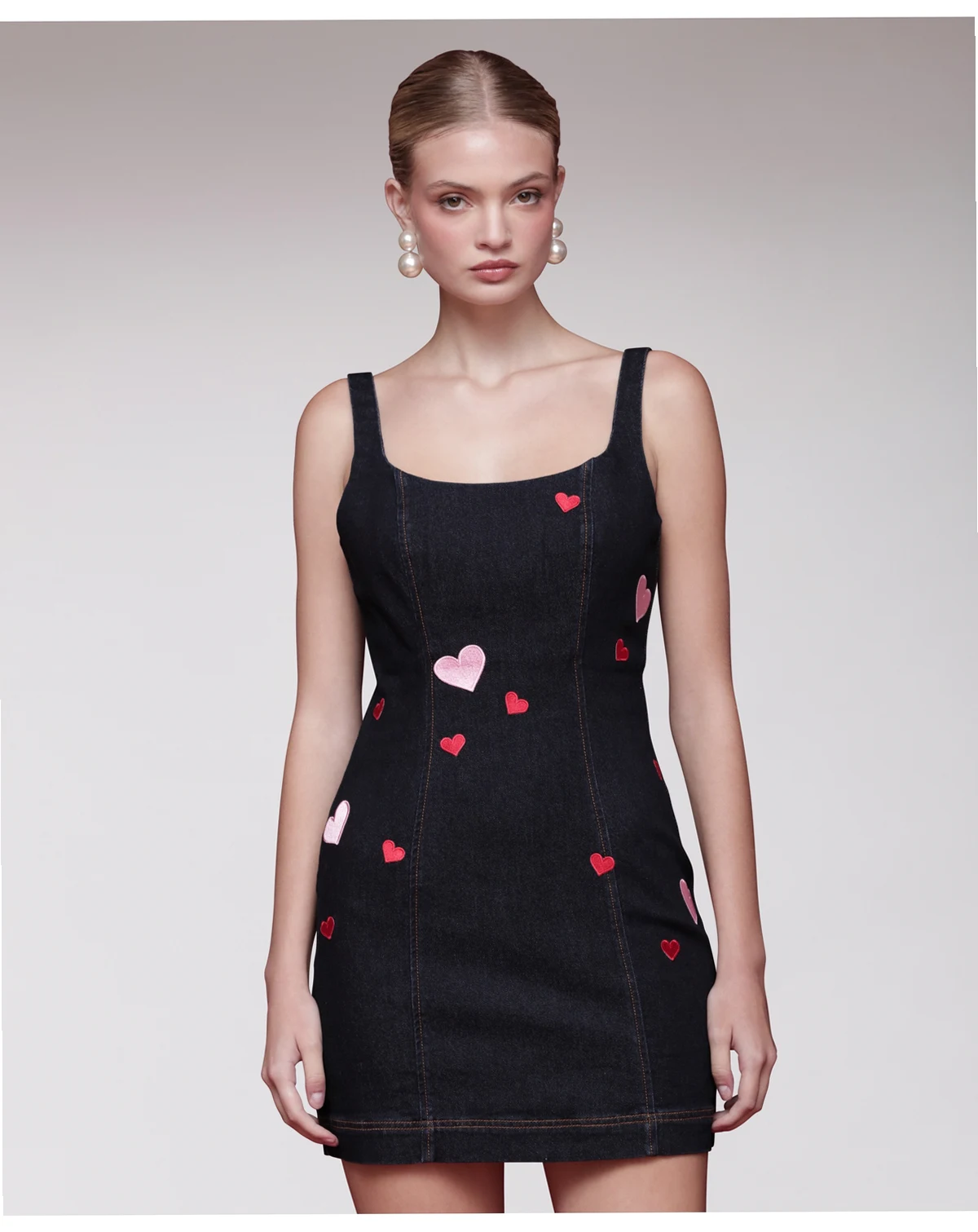 Women's Heart Patch Applique Mini Dress