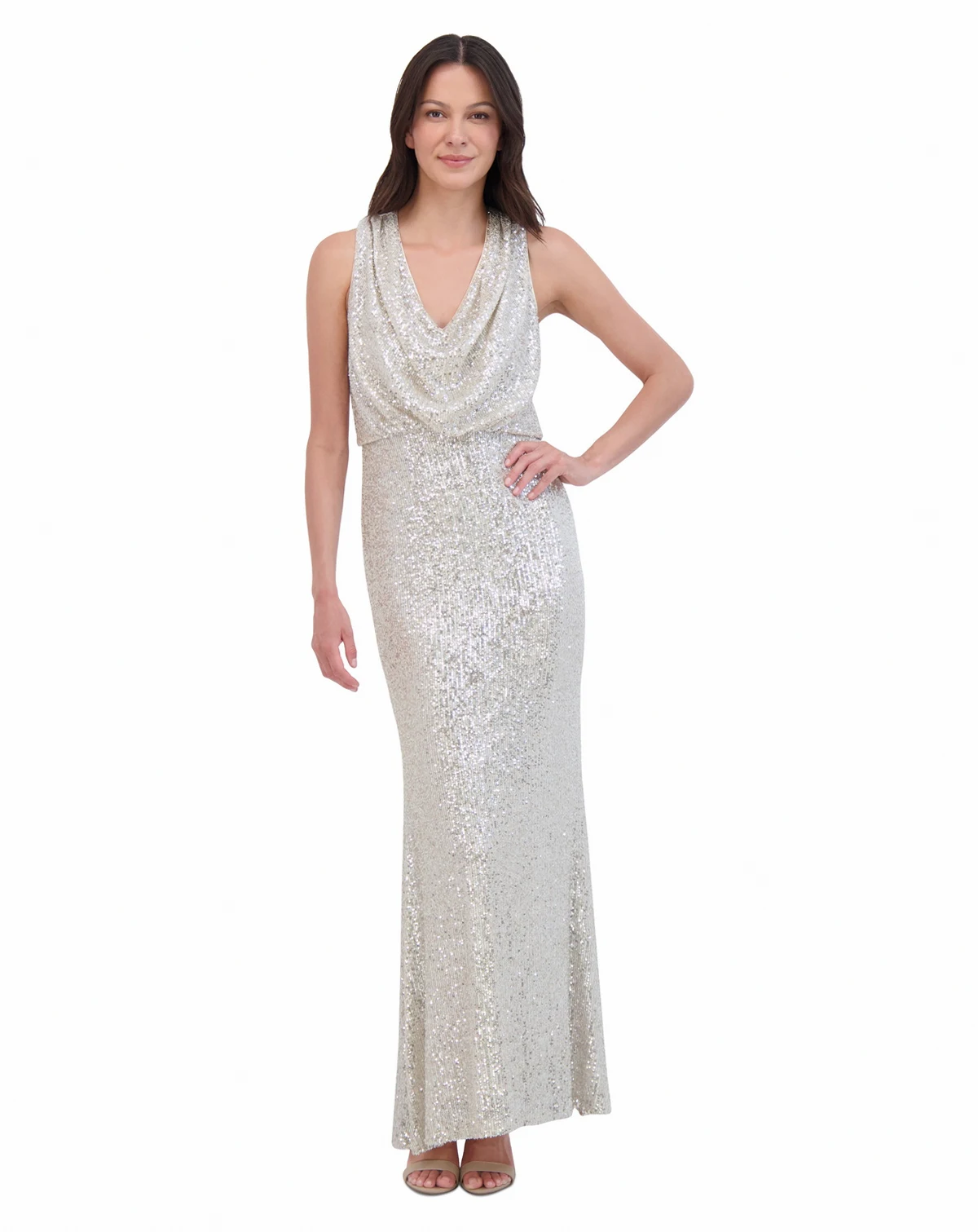 Women's Sequined Cowlneck Gown