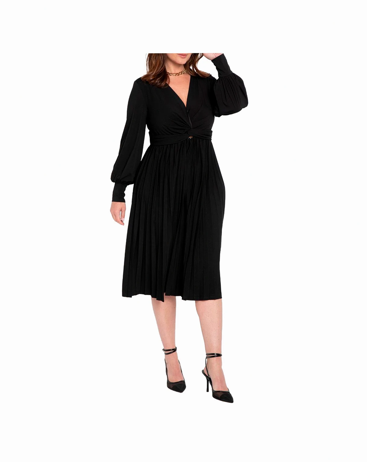 Women's Knot Front Pleated Skirt Dress