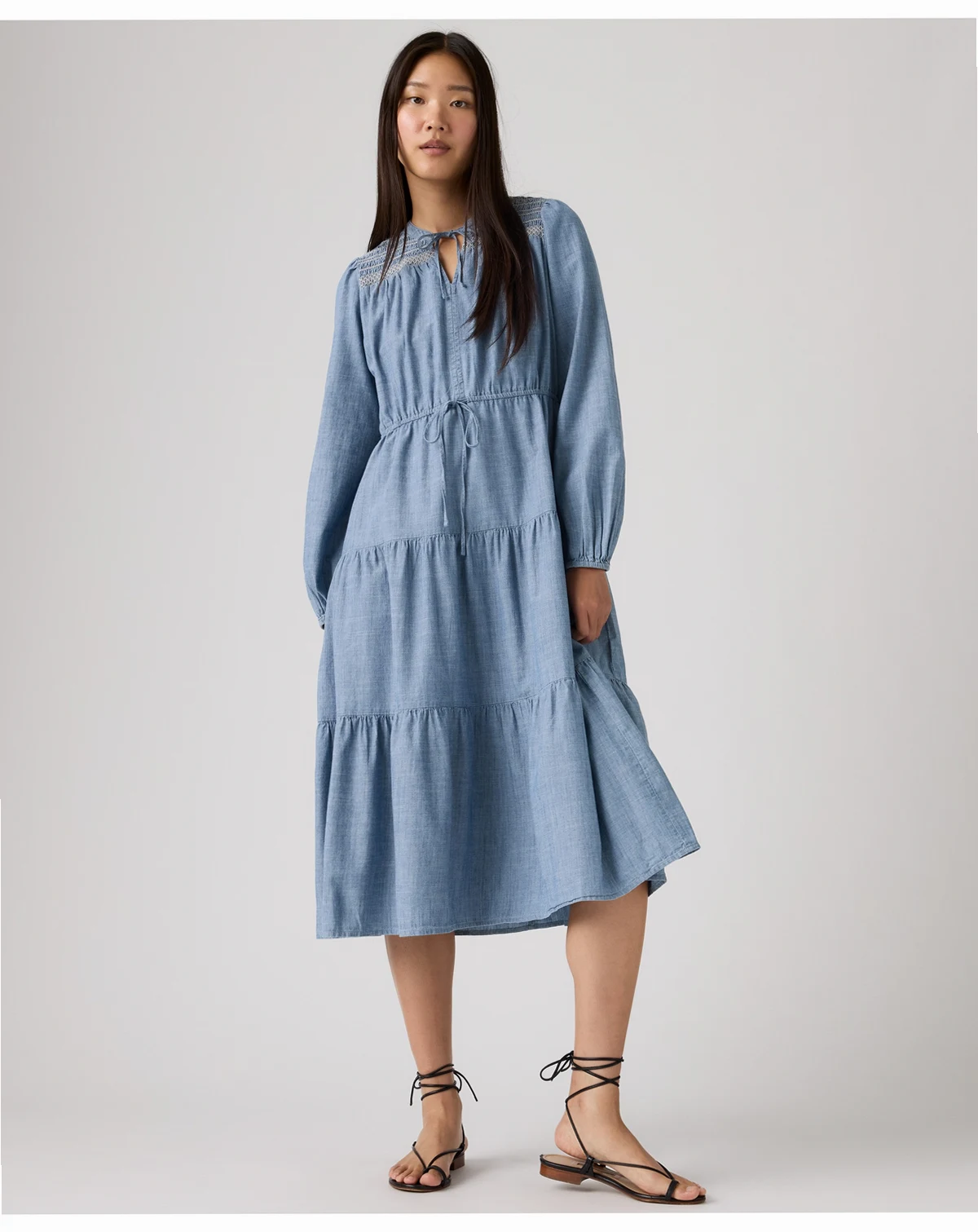 Women's Seren Round Neck Tiered Midi Dress