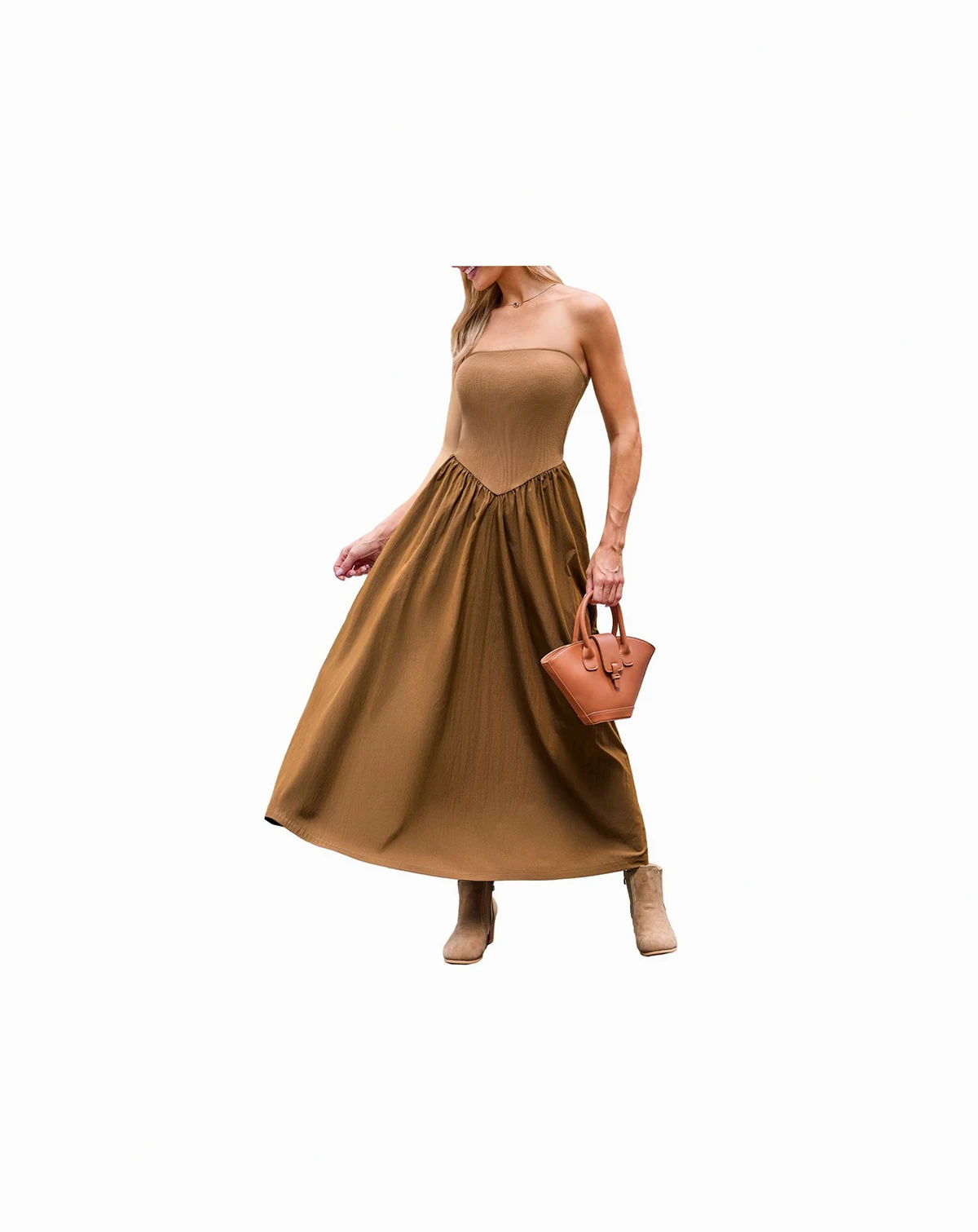 Women's Strapless Flowy Maxi Beach Dress