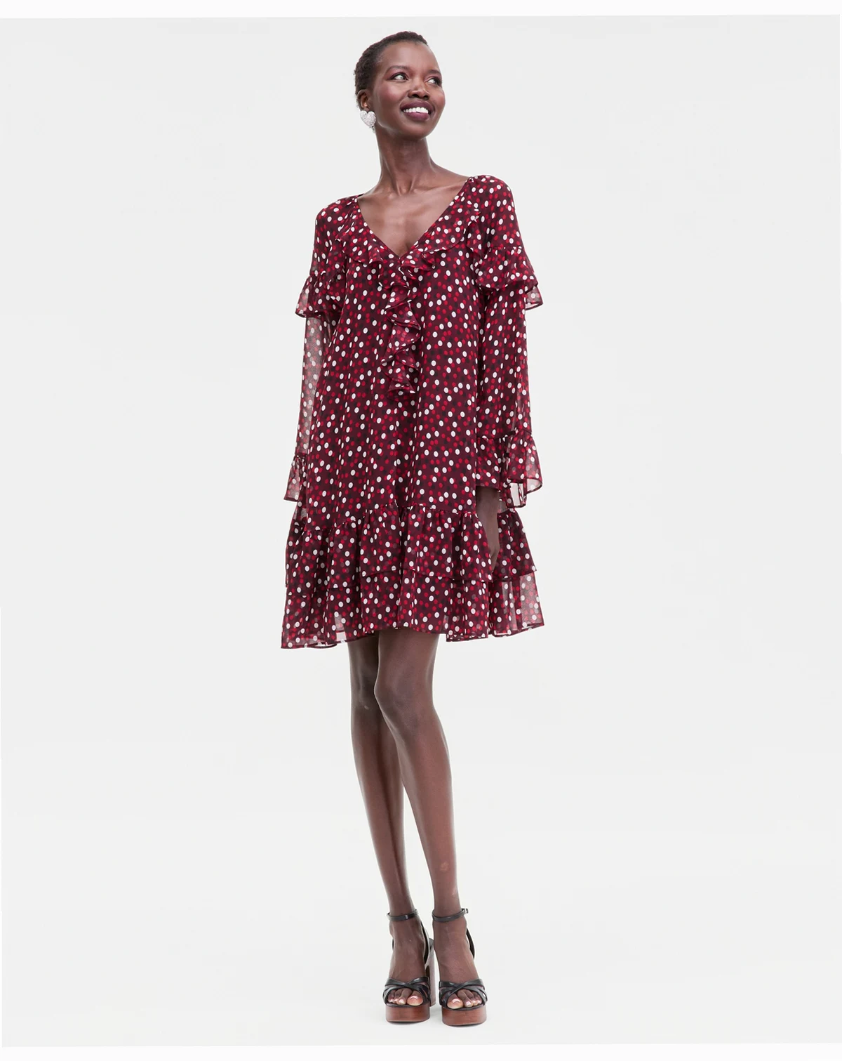 Women's Ruffle-Trim Bell-Sleeve Dress, Macy's Exclusive