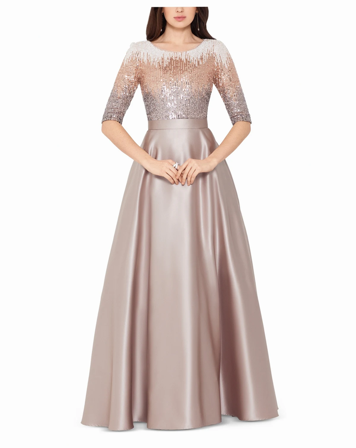 Petite Embellished Satin Gown