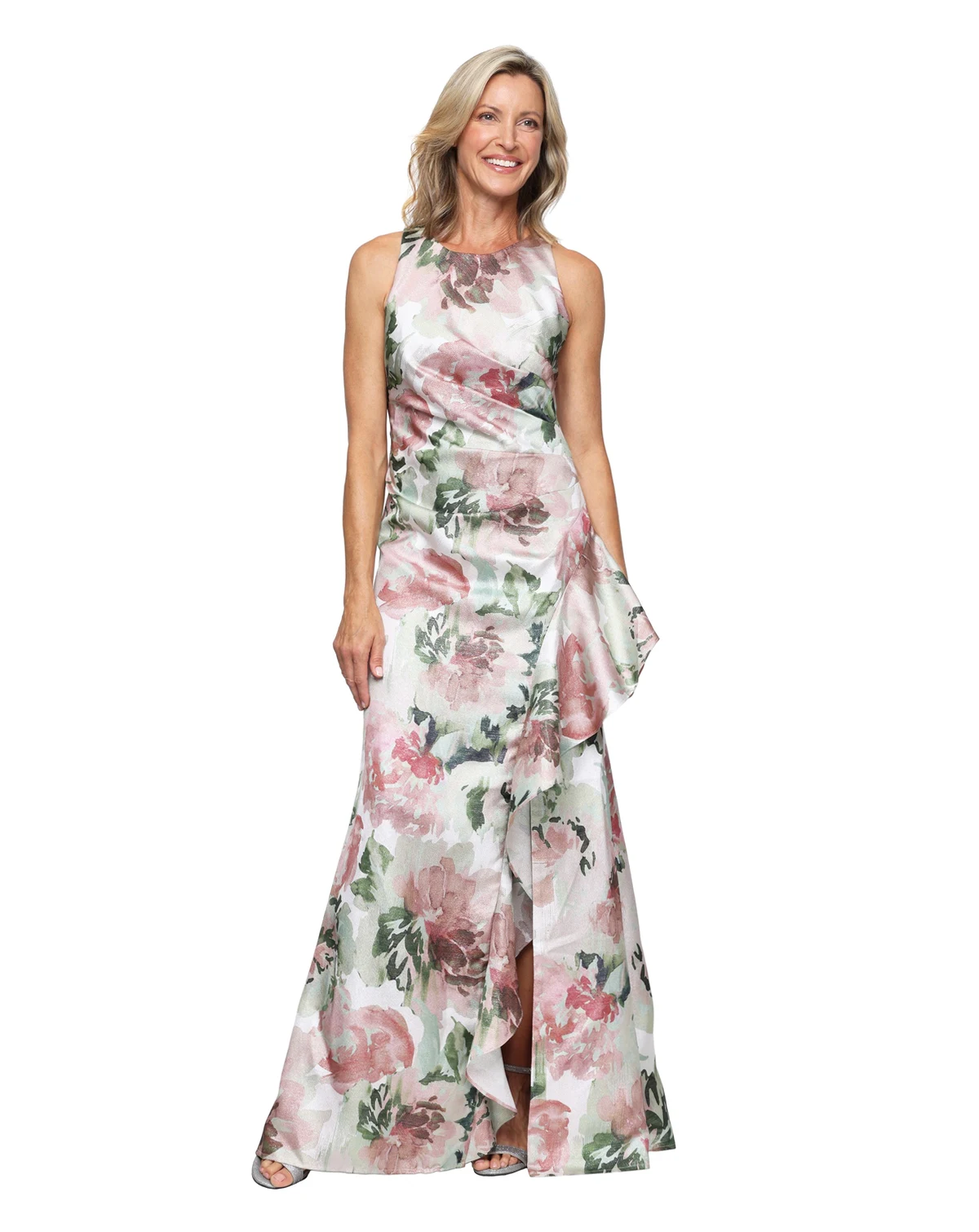 Petite Printed Sleeveless Ball Gown