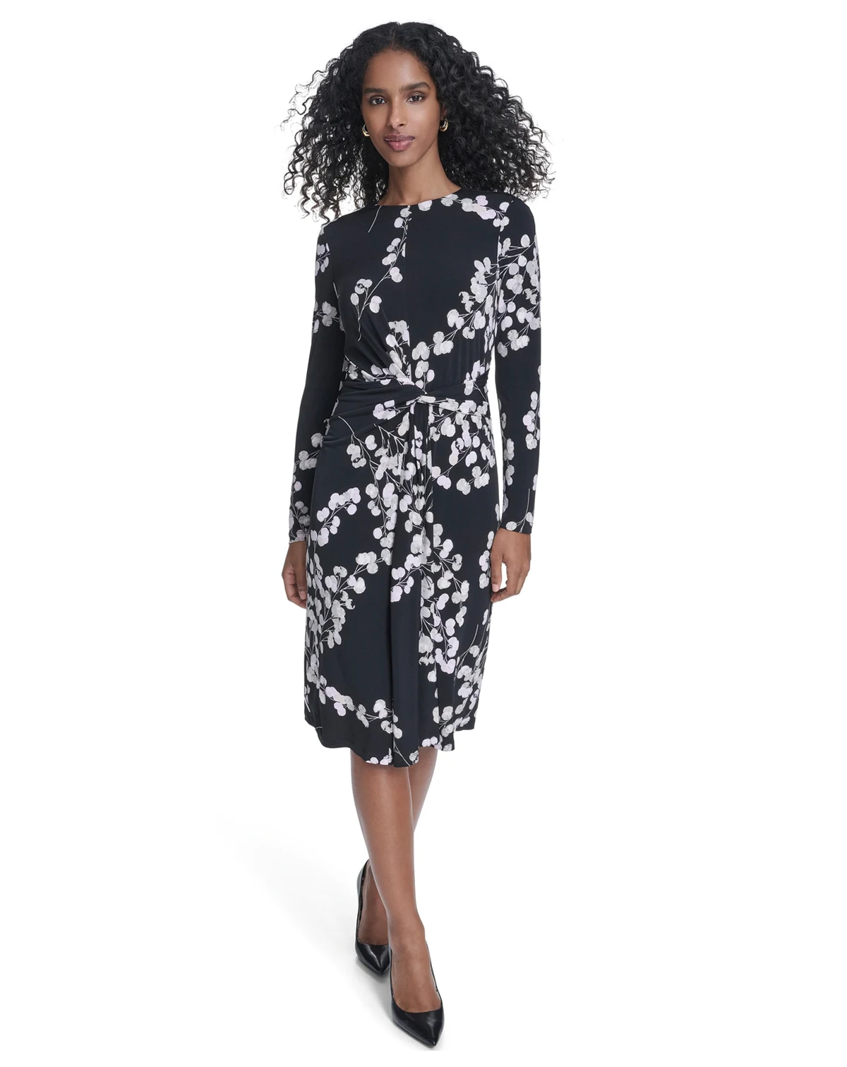Women's Jersey Surplice Long-Sleeve Crewneck Dress