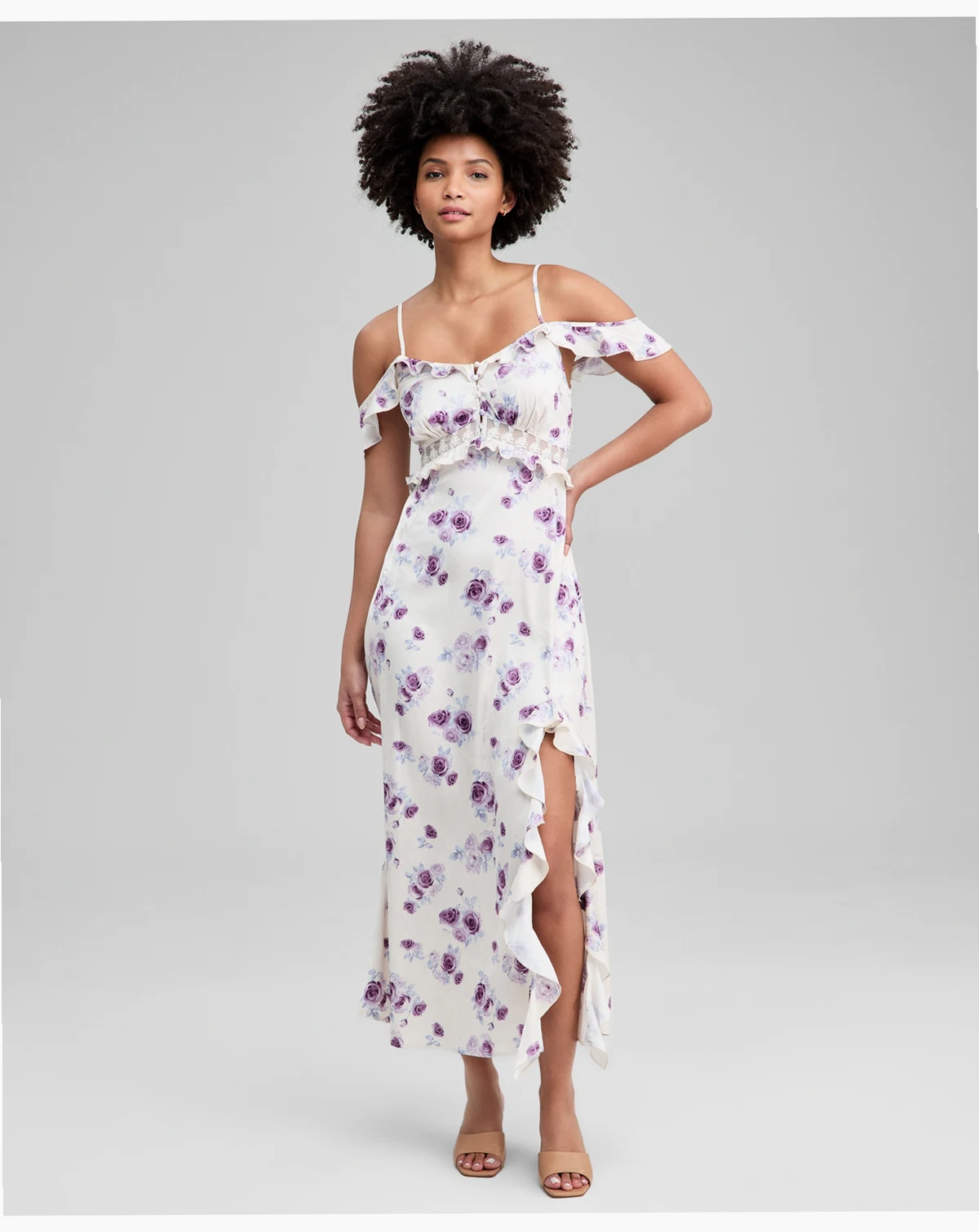Petite Lace Inset Ruffle Slip Dress, Macy's Exclusive