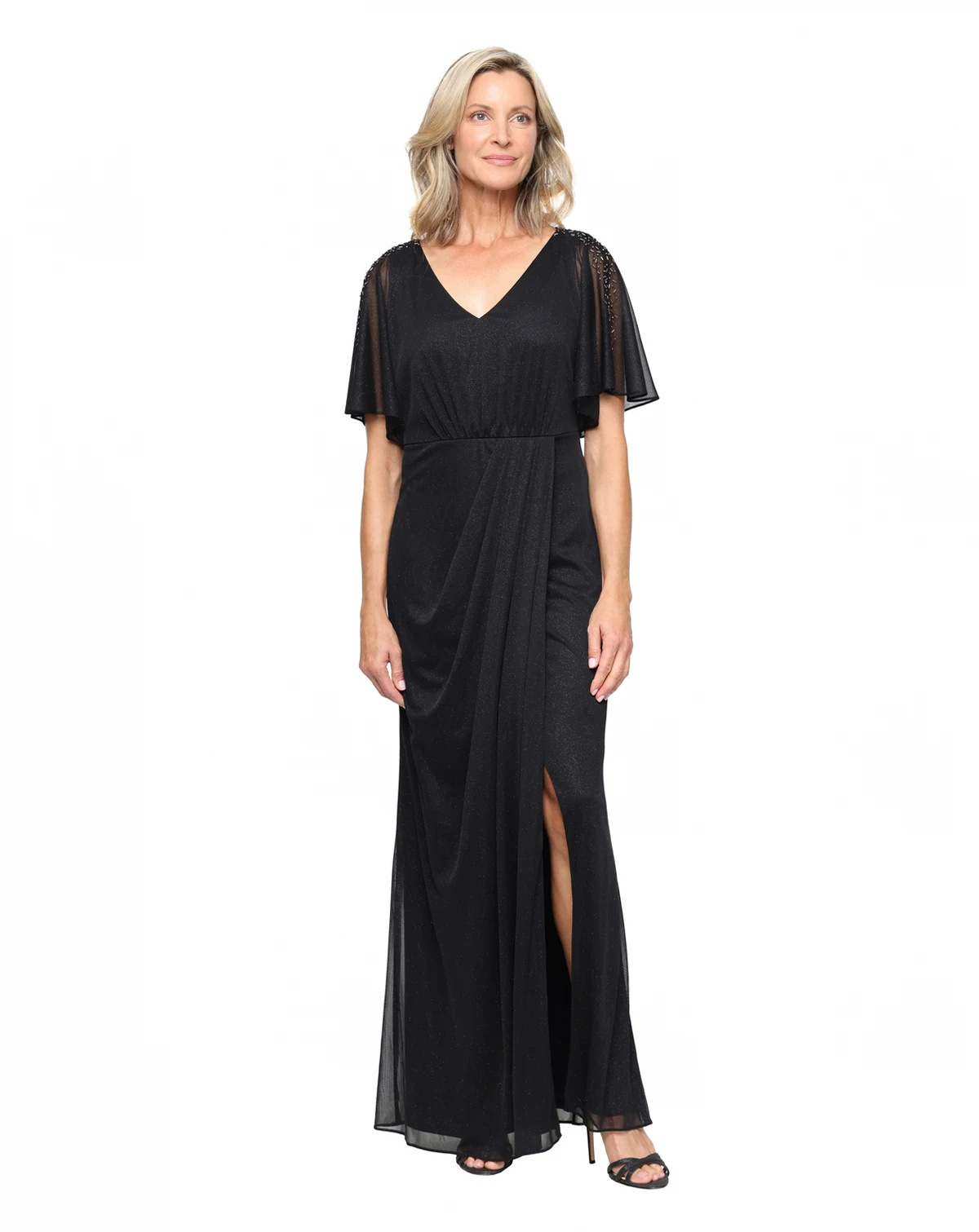 Petite V-Neck Back Zipper A-Line Dress