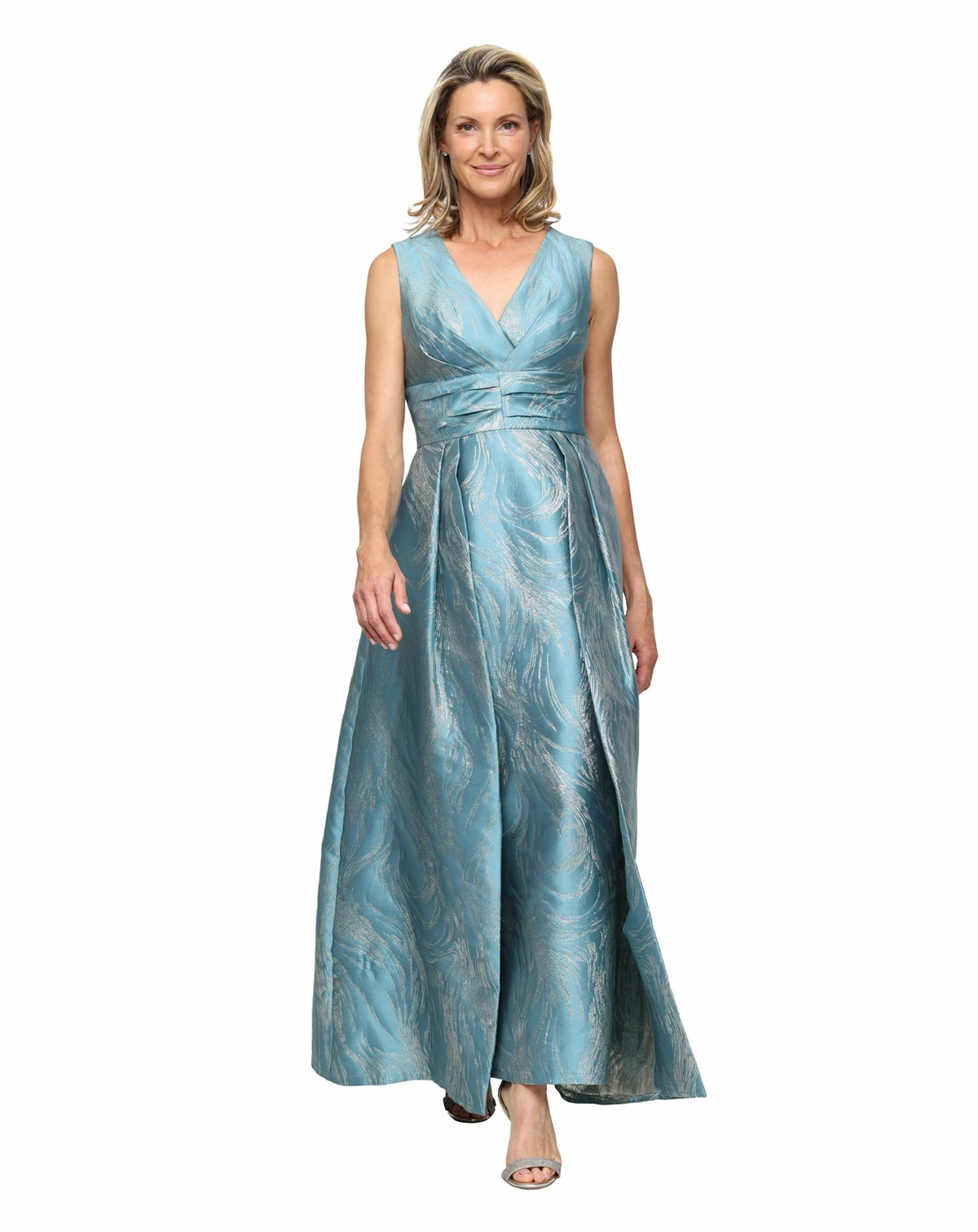 Petite V-Neck Sleeveless Ball Gown