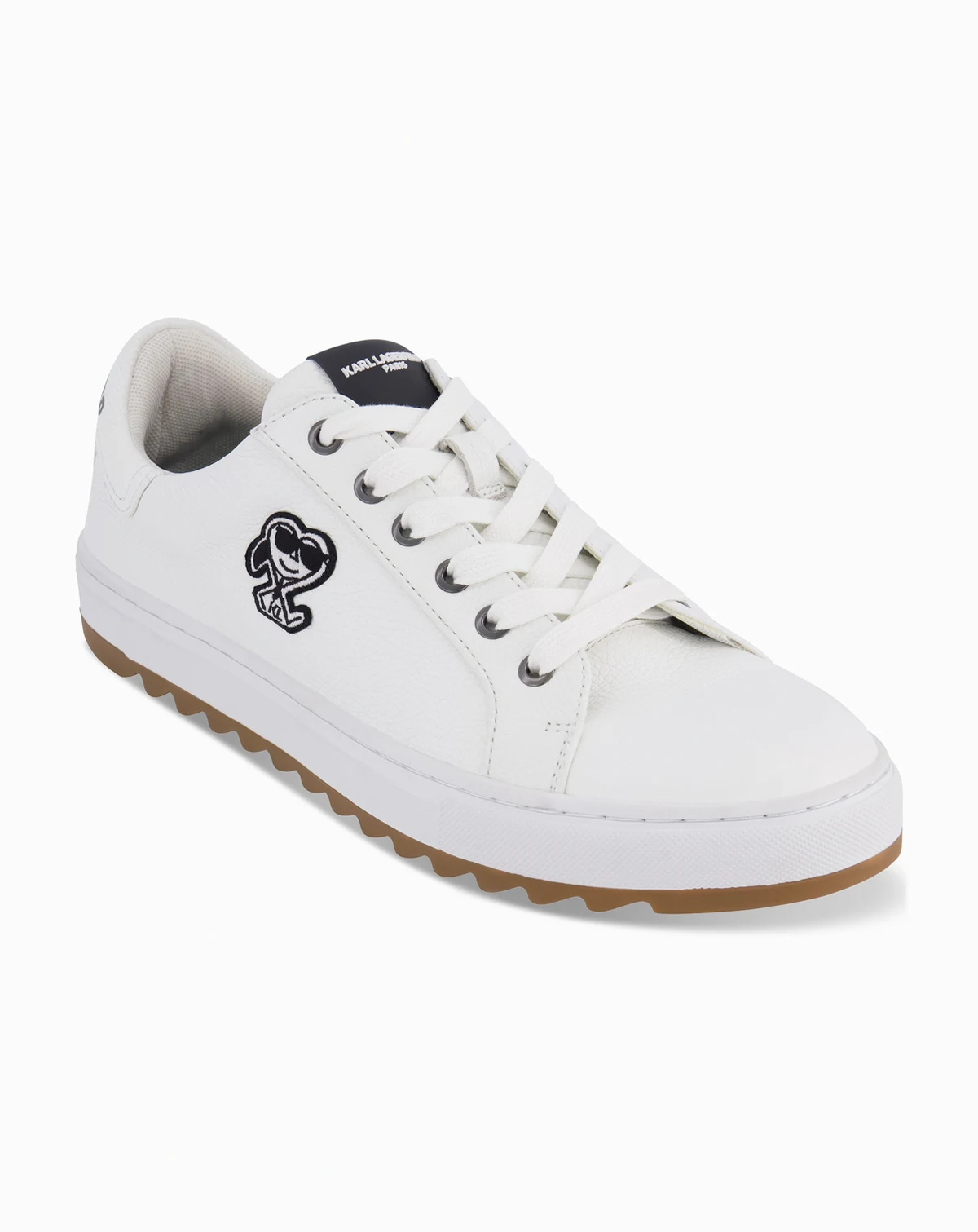 Men's Side Heart Logo Patch Tumbled Leather Sneaker