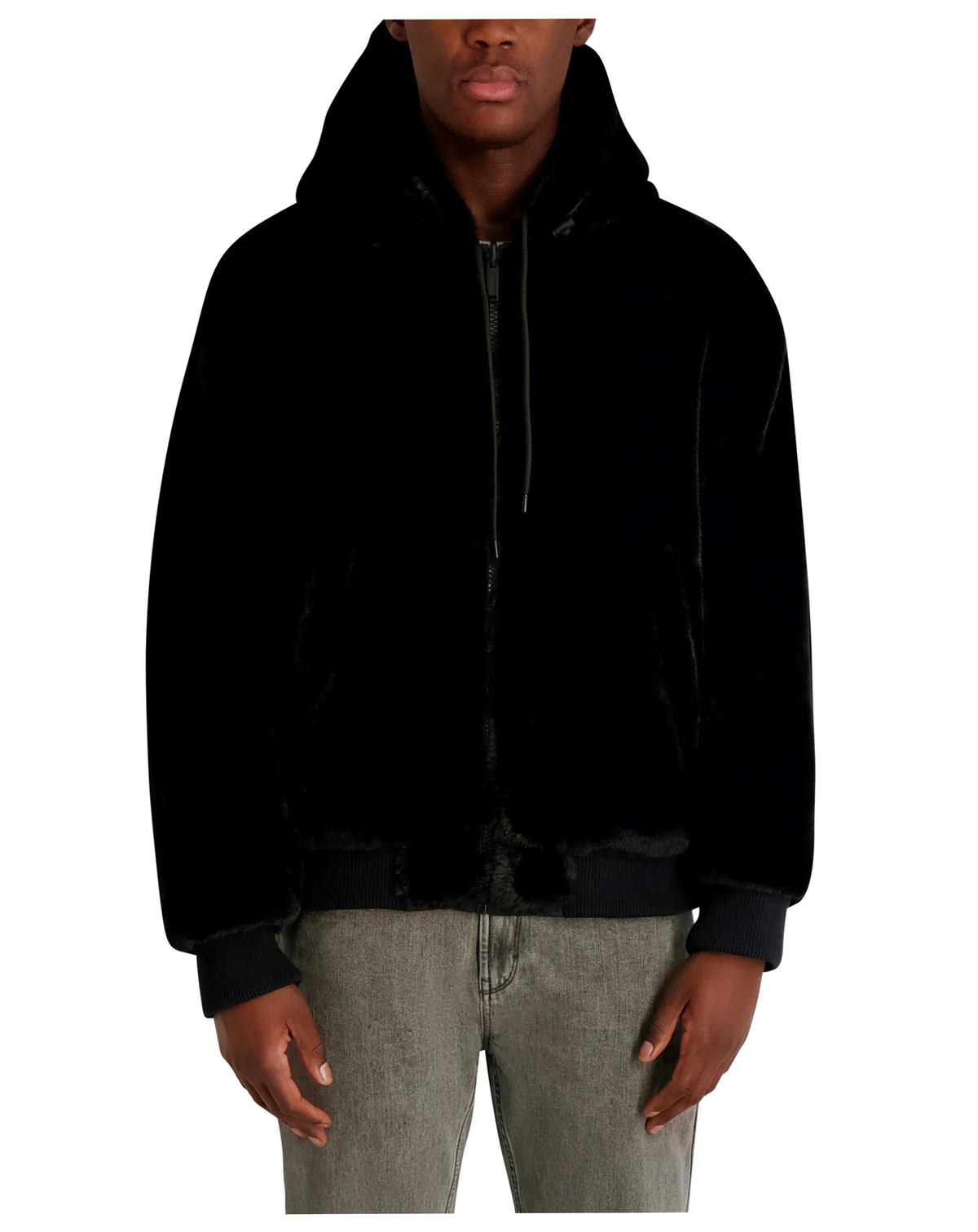 Men's Reversible Faux Fur Bomber Jacket