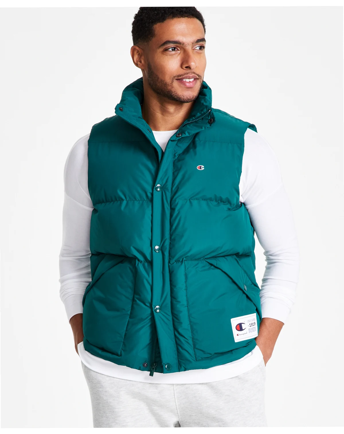 Men's Solid-Color Quilted Puffer Vest