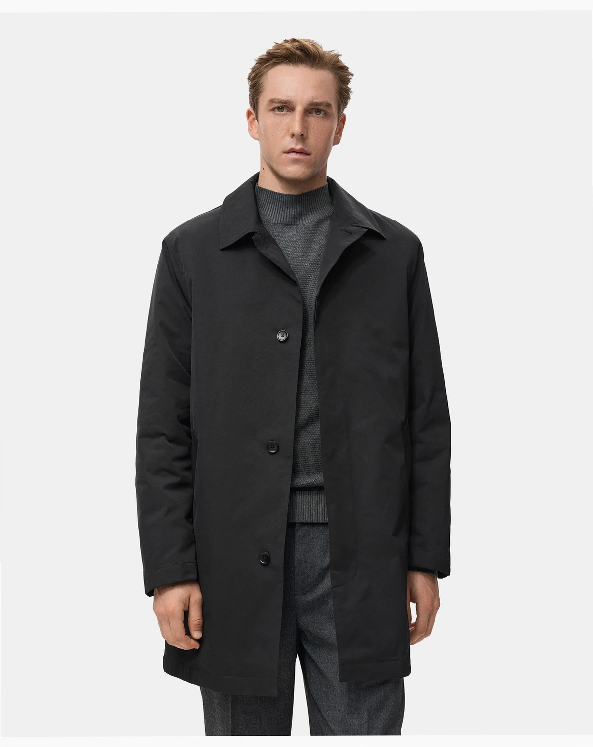 Men's Quilted Water-Repellent Trench Coat