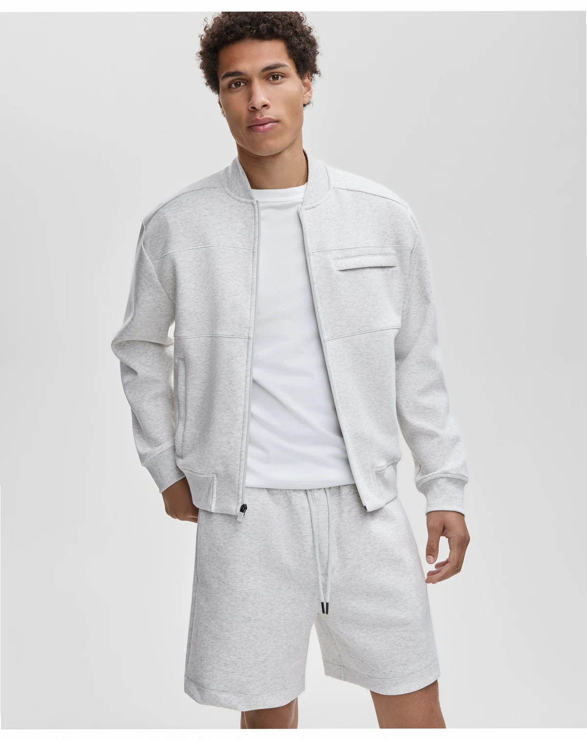 Men's Relaxed Fit Long Sleeve Zip-Front Heathered Scuba Jacket, Macy's Exclusive