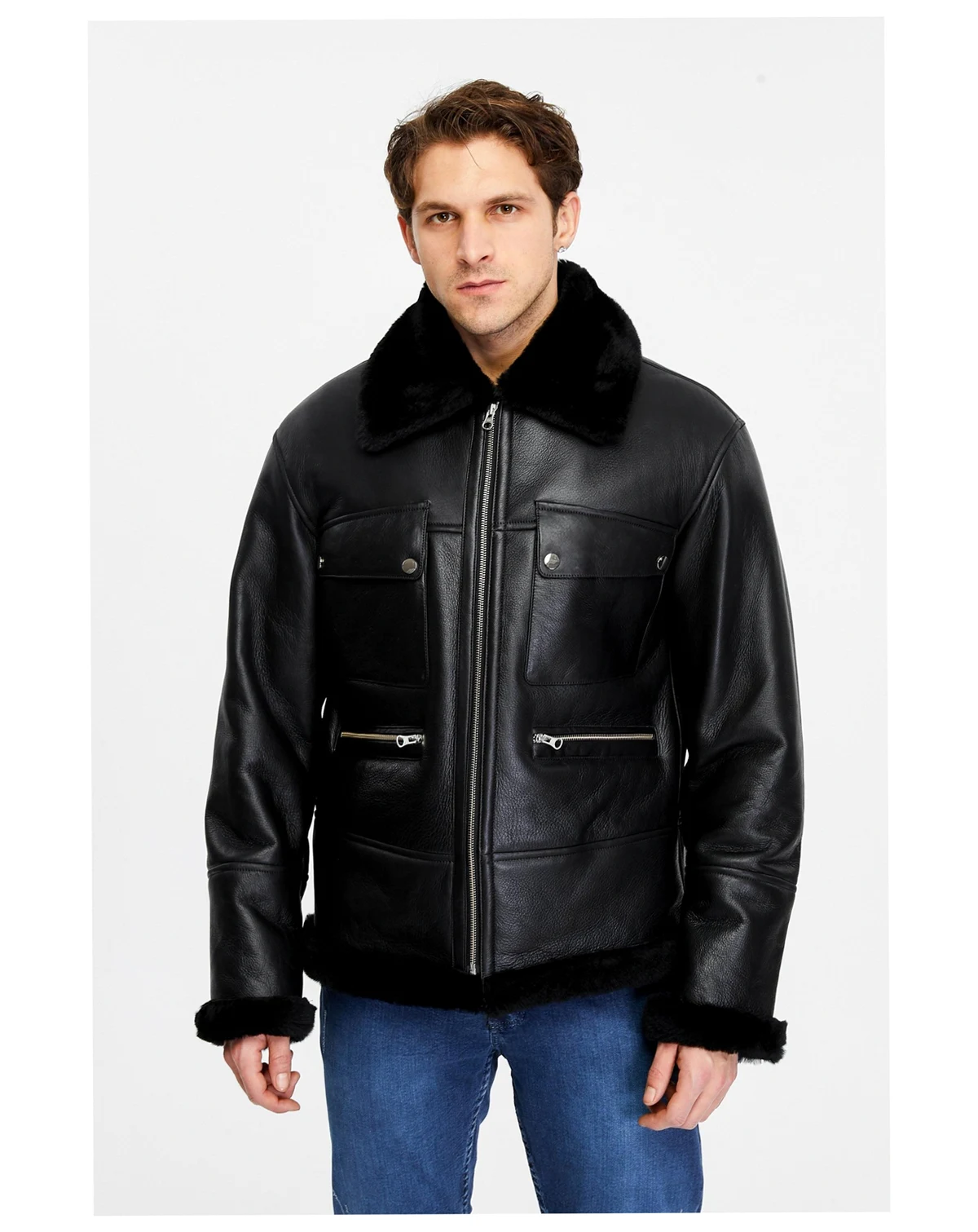 Men's Genuine Sheepskin Bomber Jacket