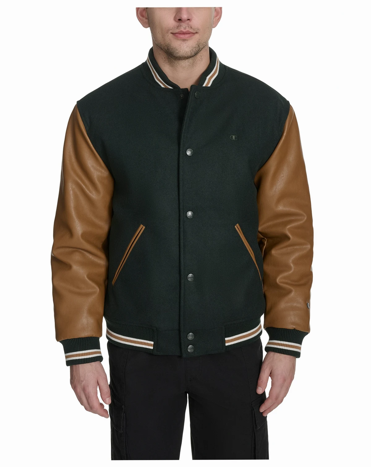 Men's Mixed Media Varsity Jacket