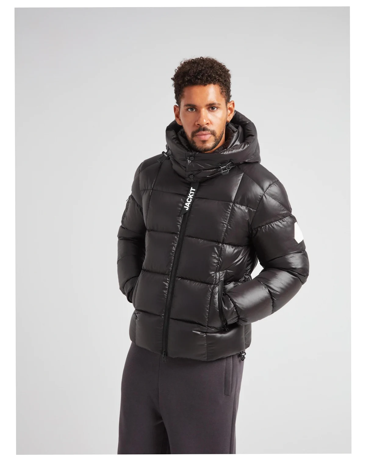 Men's EZ Boxed Hooded Racer Puffer Jacket
