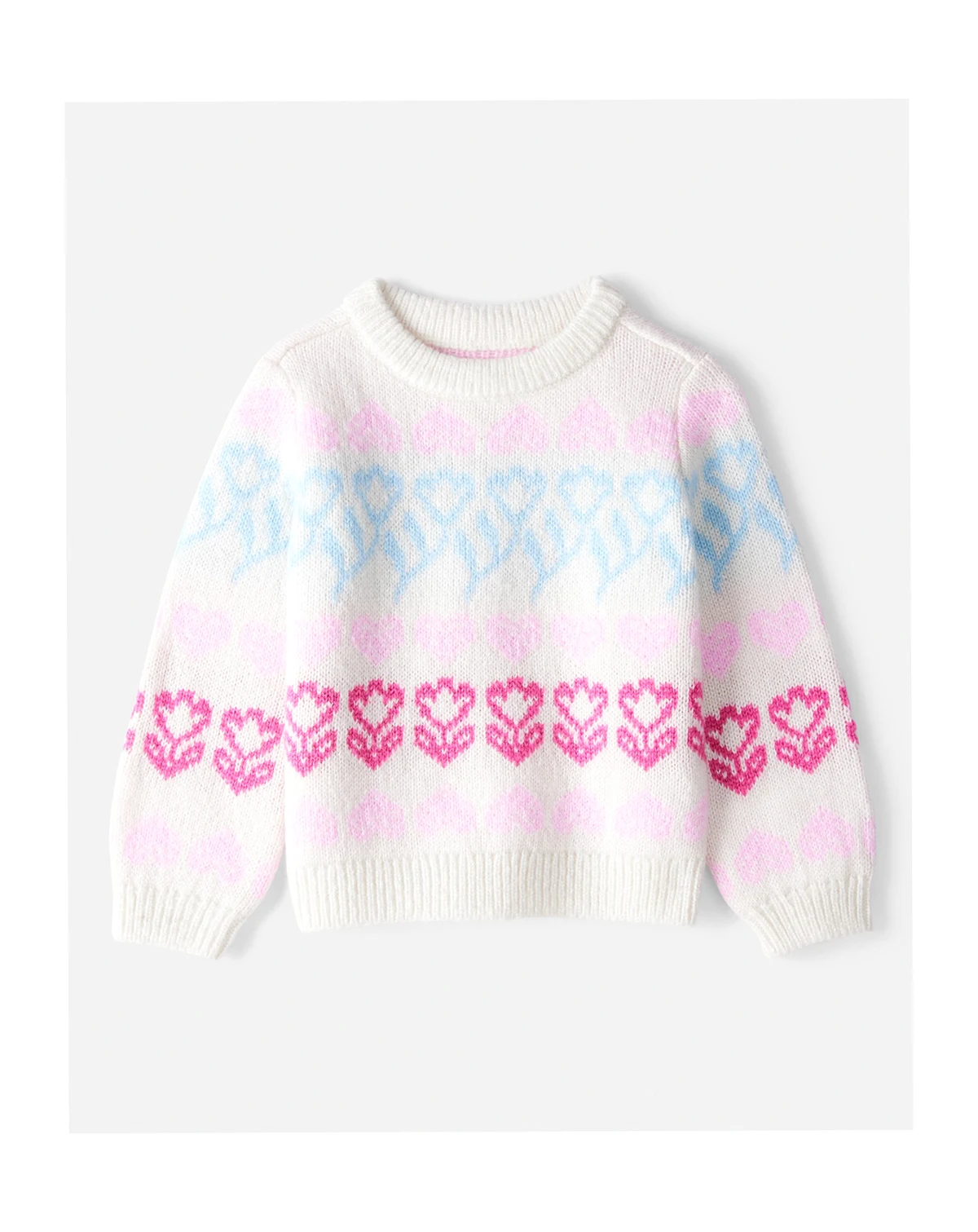 Girls' Toddler 2T-5T Floral Fairisle Sweater