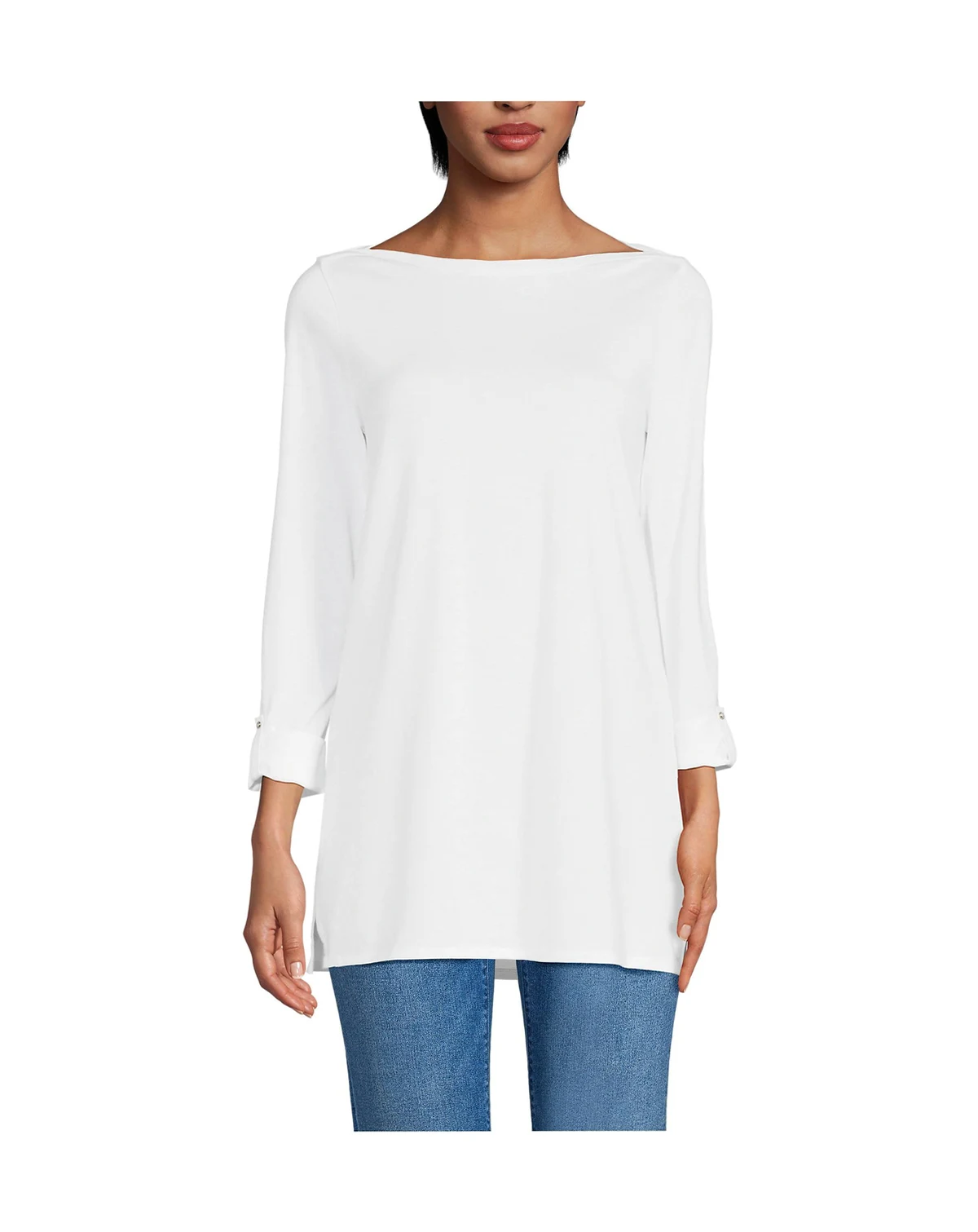 Women's Supima Cotton Adjustable 3/4 Sleeve Boatneck Tunic