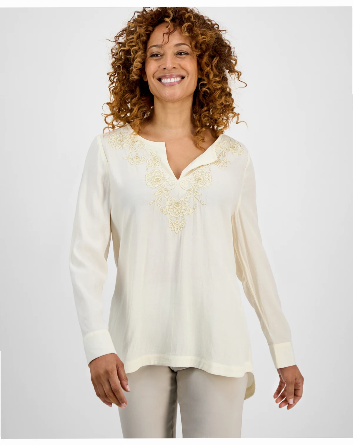 Women's Shine Embroidered Tunic Top, Exclusively at Macy's