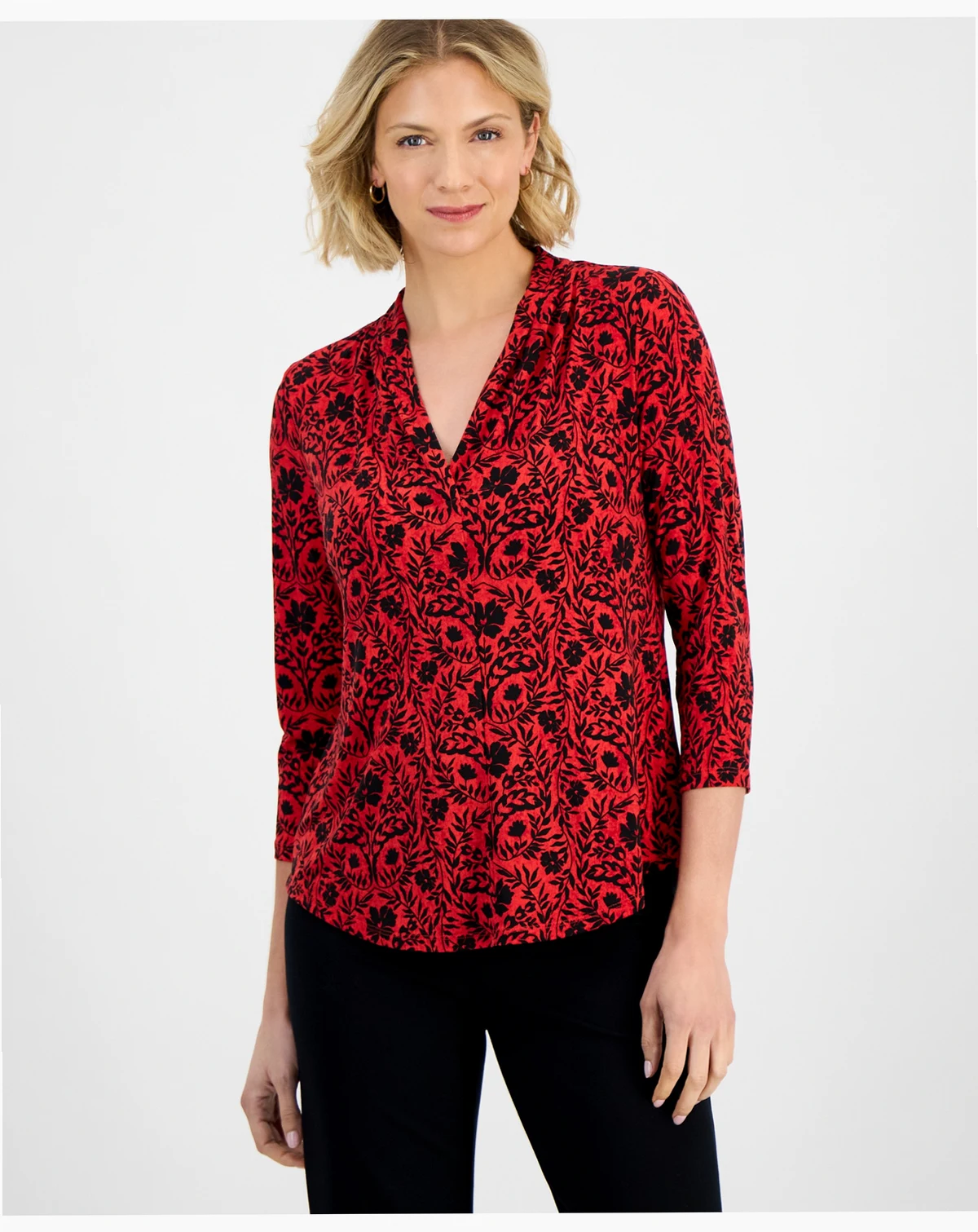 Women's Floral-Print Pleated Top, Macy's Exclusive