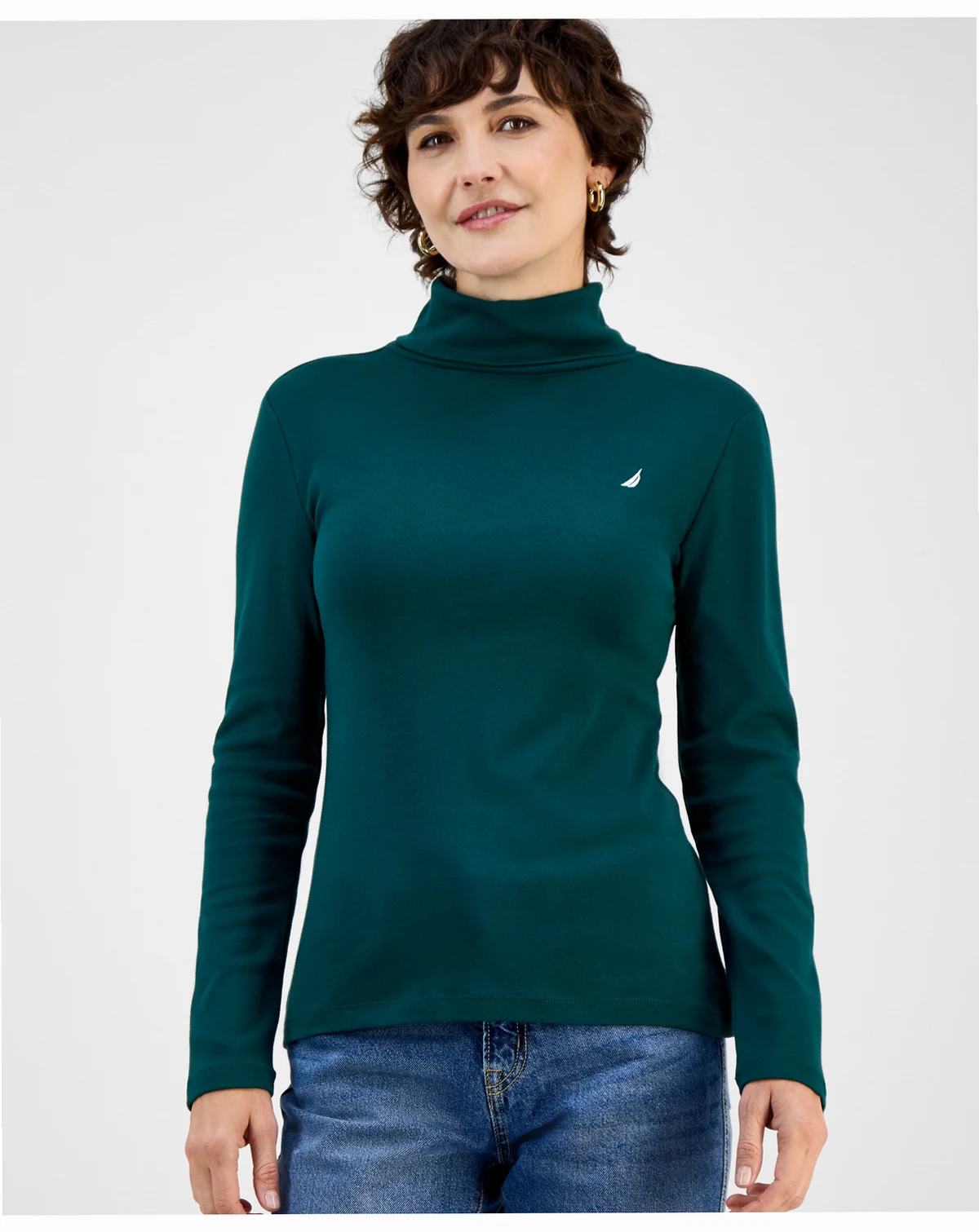 Jeans Women's Cotton Turtleneck Long-Sleeve T-Shirt, Online Only