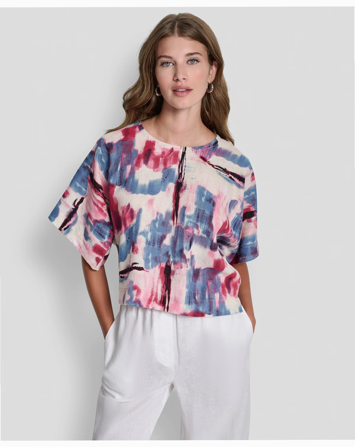 Women's Printed Drop Shoulder Crewneck Top