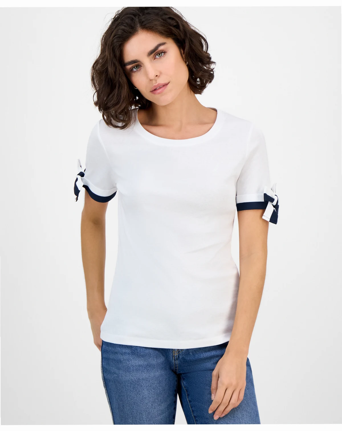 Nautica Women's Cotton Tie-Sleeve Top