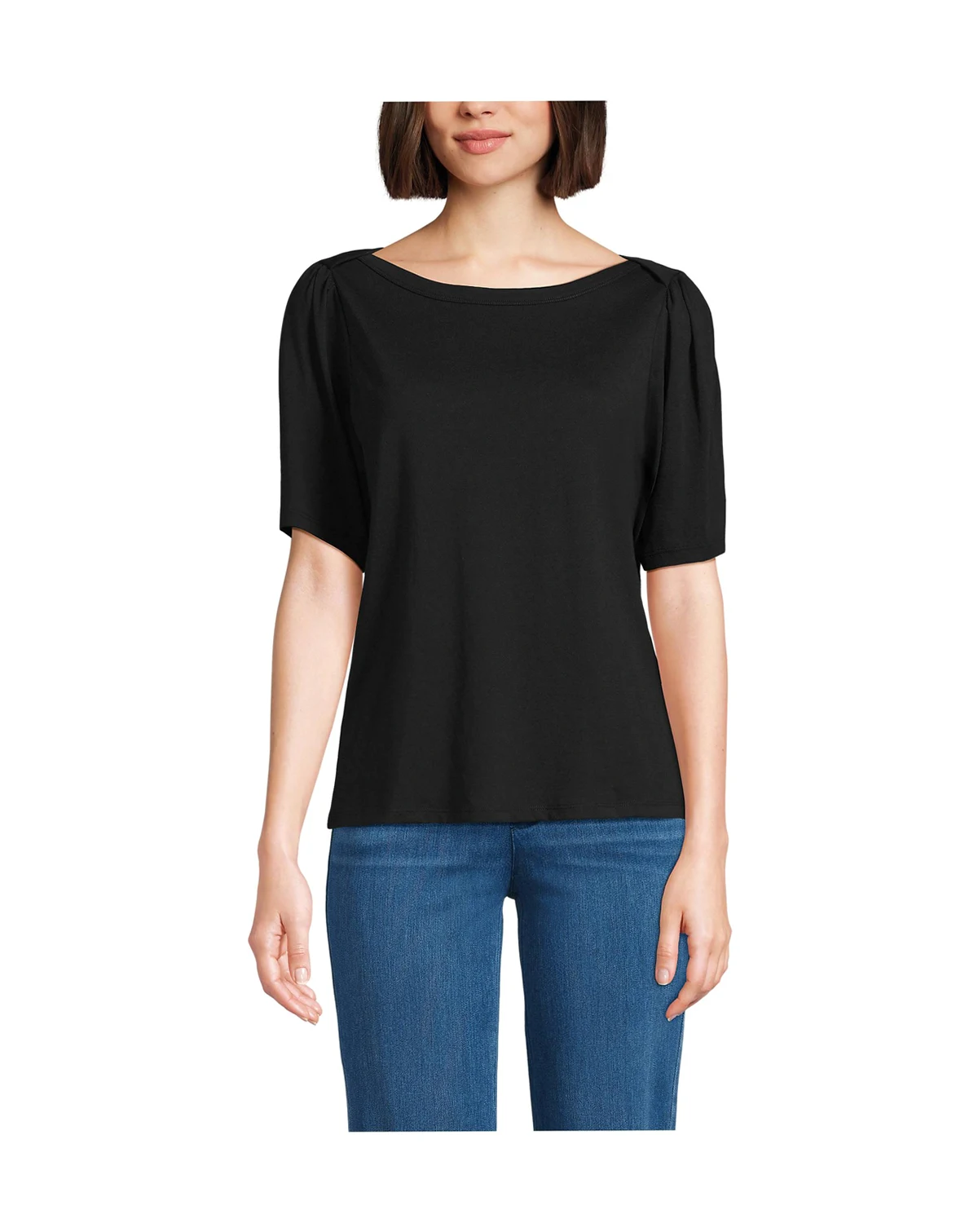 Women's Elbow Sleeve Supima Cotton Boatneck T-Shirt
