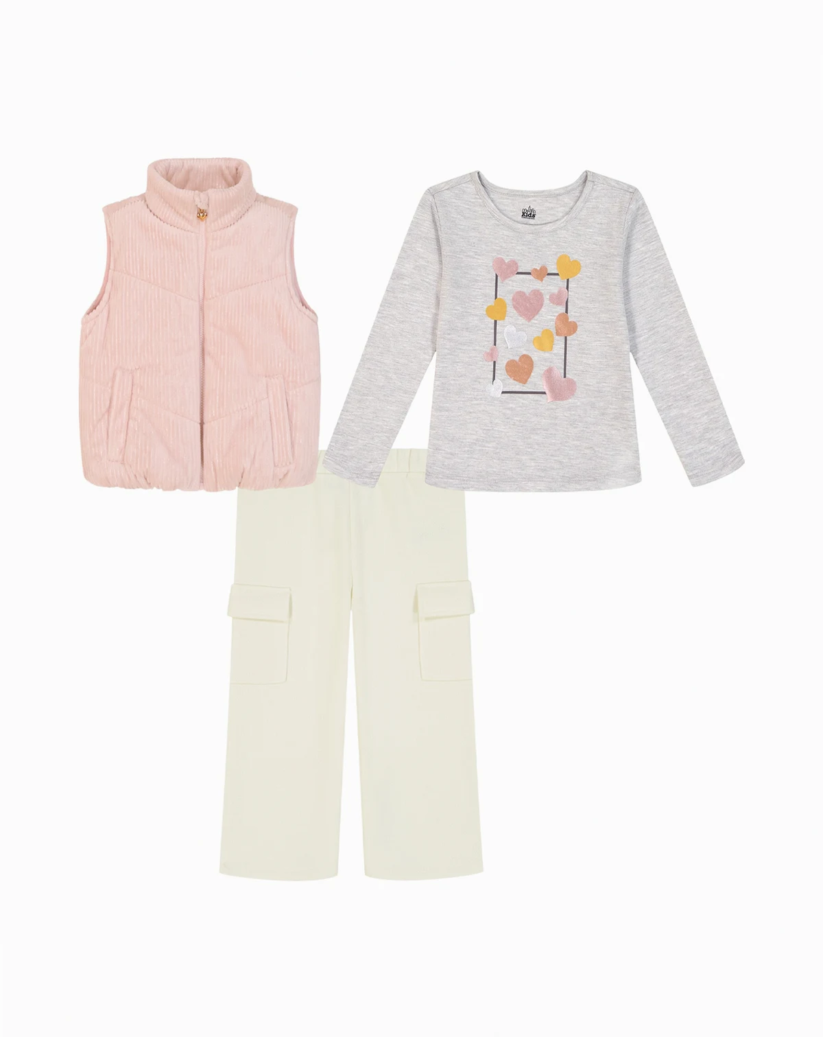 Girls' Toddler 2T-4T T-Shirt, Vest and Pants, 3-Piece Set