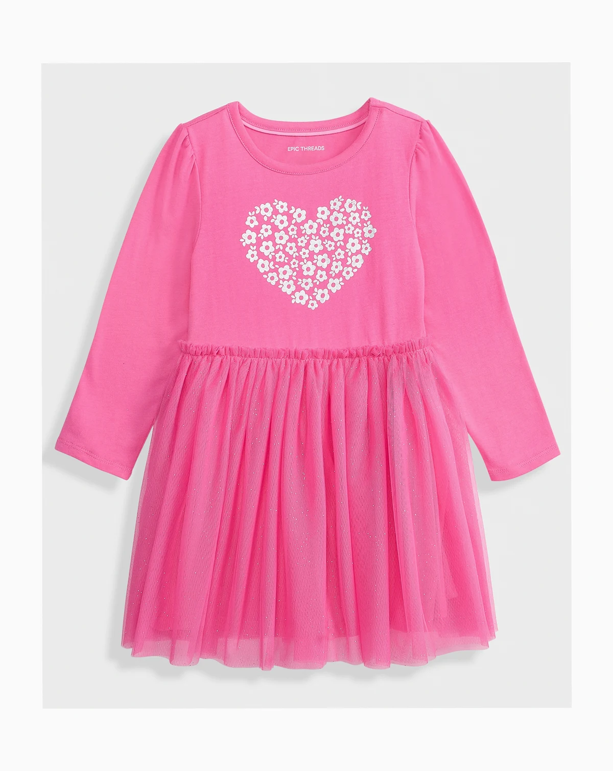 Girls Toddler 2T-4T Glitter Heart Long-Sleeve Tutu Dress, Macy's Exclusive