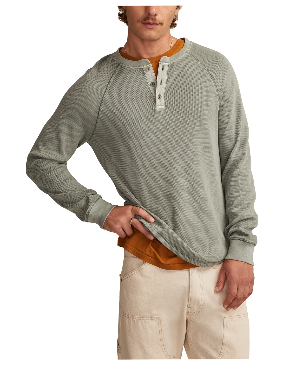 Men's Birdseye Thermal Henley Long-Sleeve T-Shirt