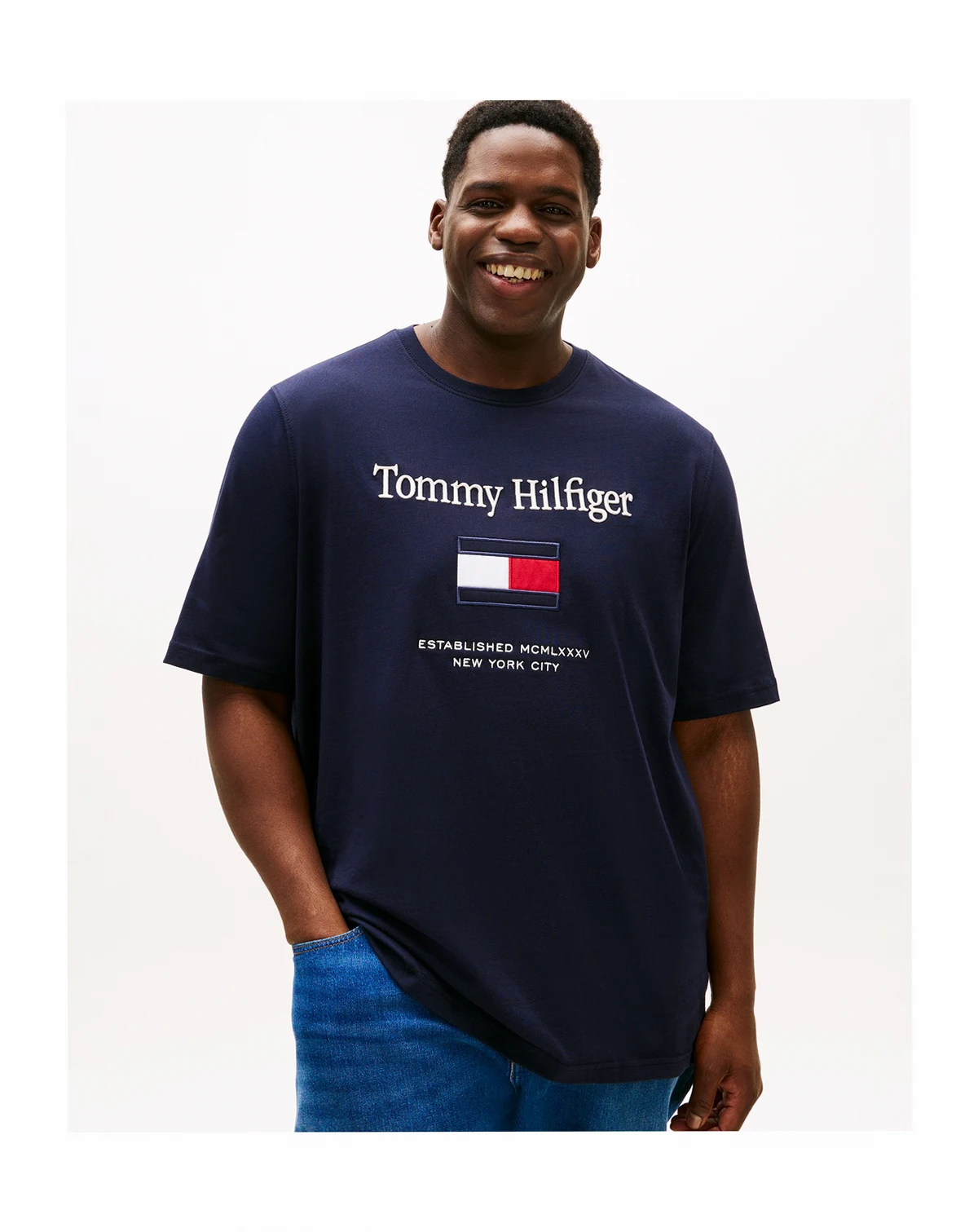 Men's Big & Tall Embroidered Flag T-Shirt