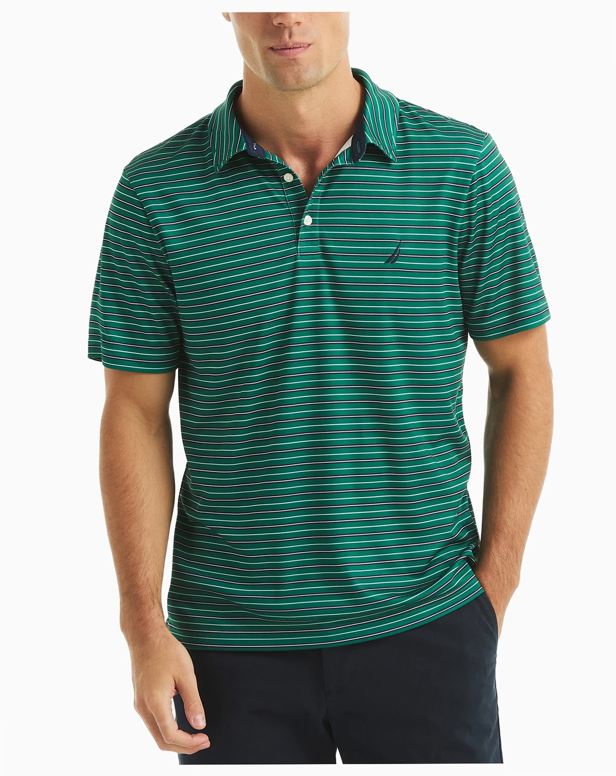 Men's Short Sleeve Striped Performance Golf Polo Shirt