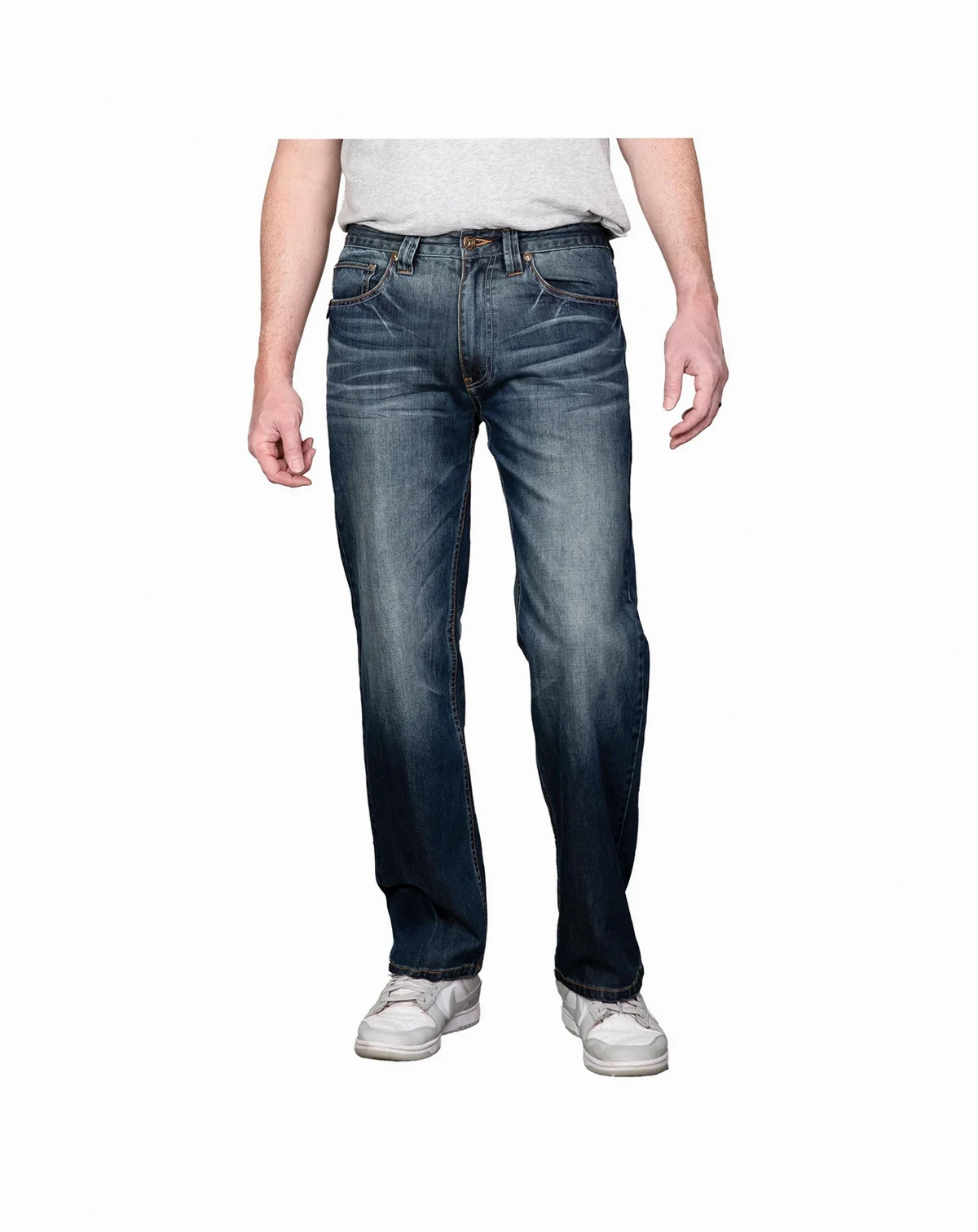 Men's Relaxed Bootcut Basic 5-Pocket Distressed Denim Jeans