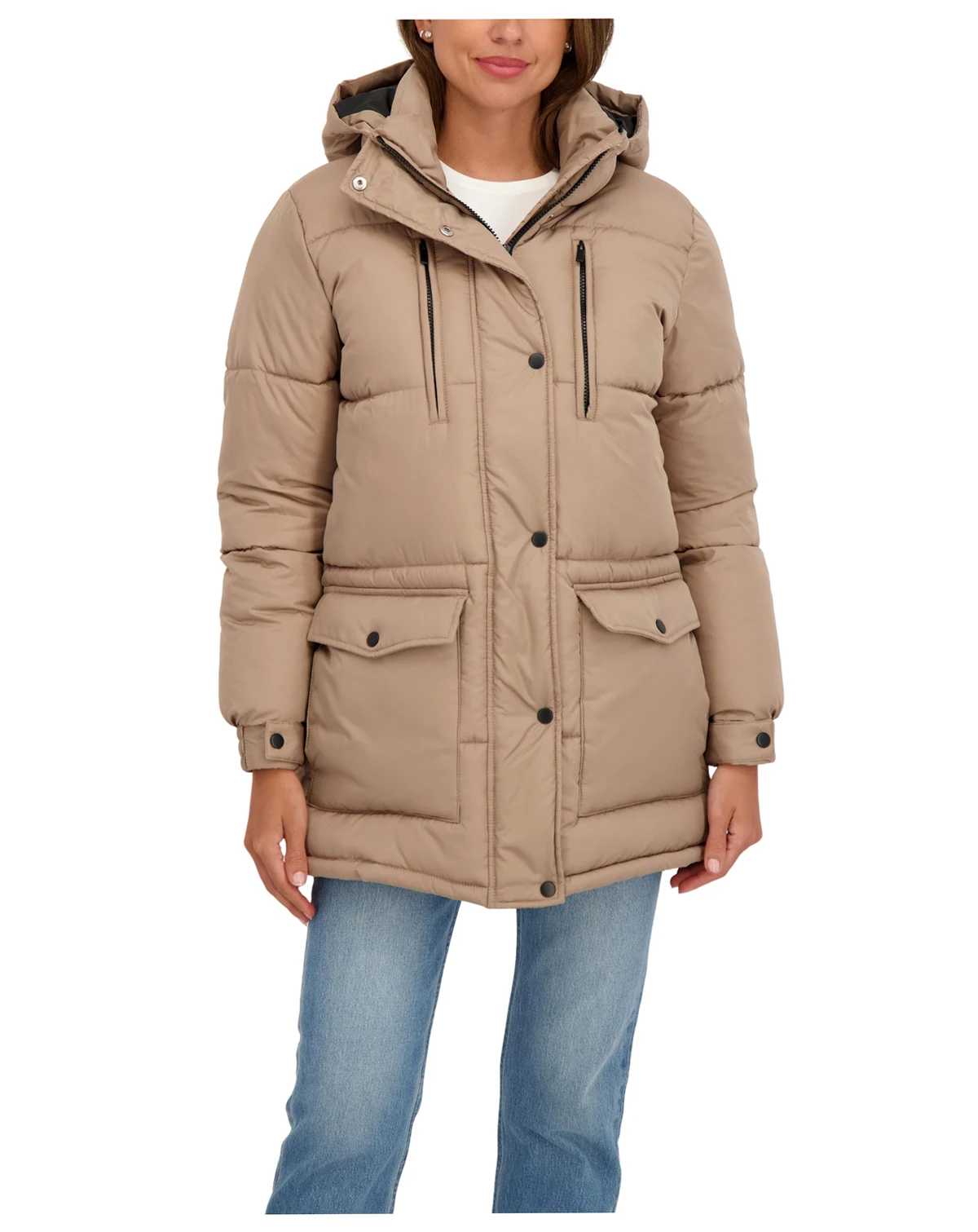 Juniors' Juniors' Hooded 3/4 Puffer Coat