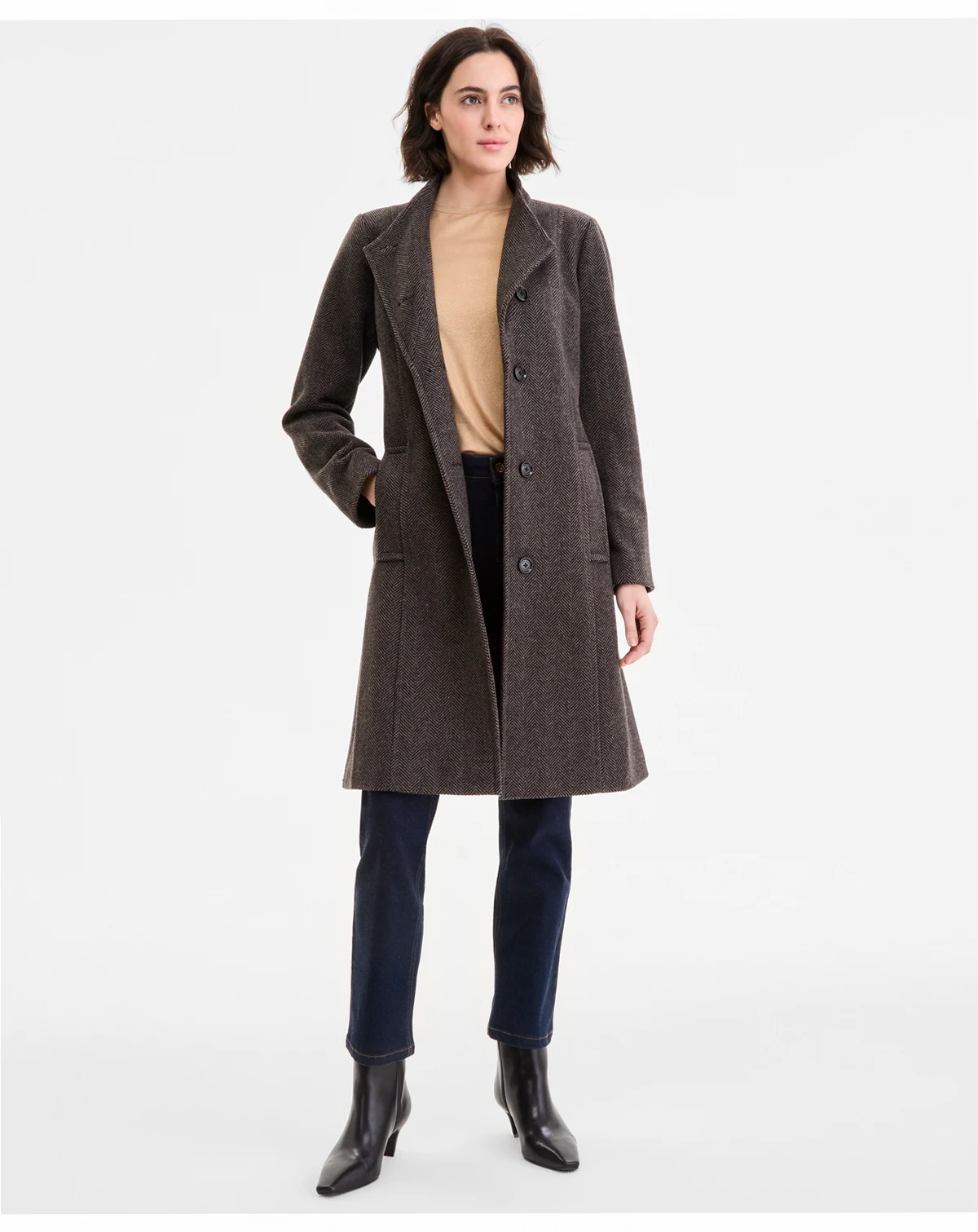 Women's Asymmetric Button-Front Belted Coat