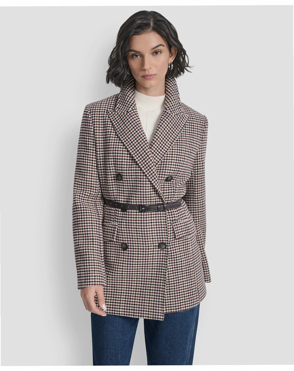 Women's Short Double-Breasted Belted Coat