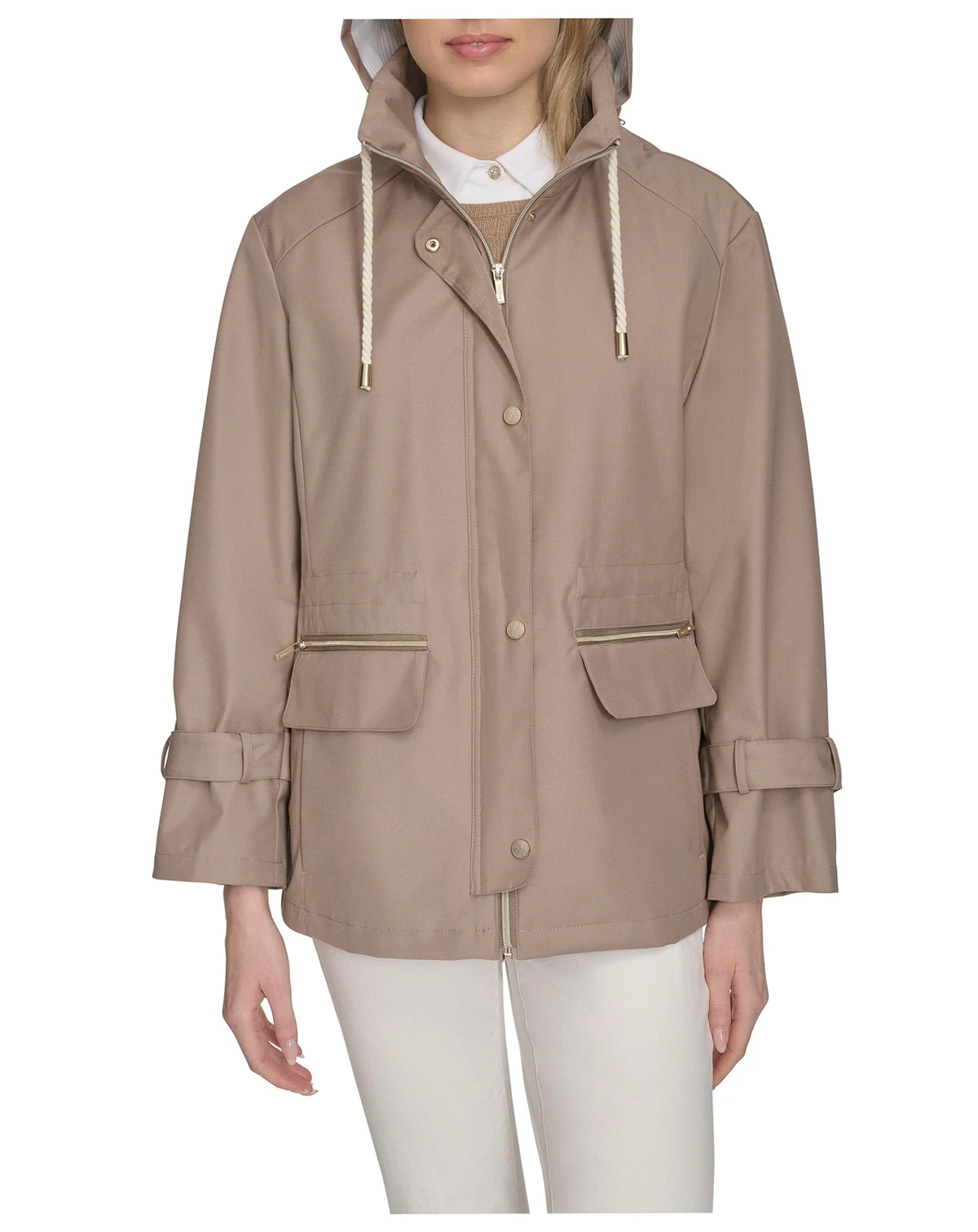 Women's 29” Loose Fit Pinstripe Rain Jacket