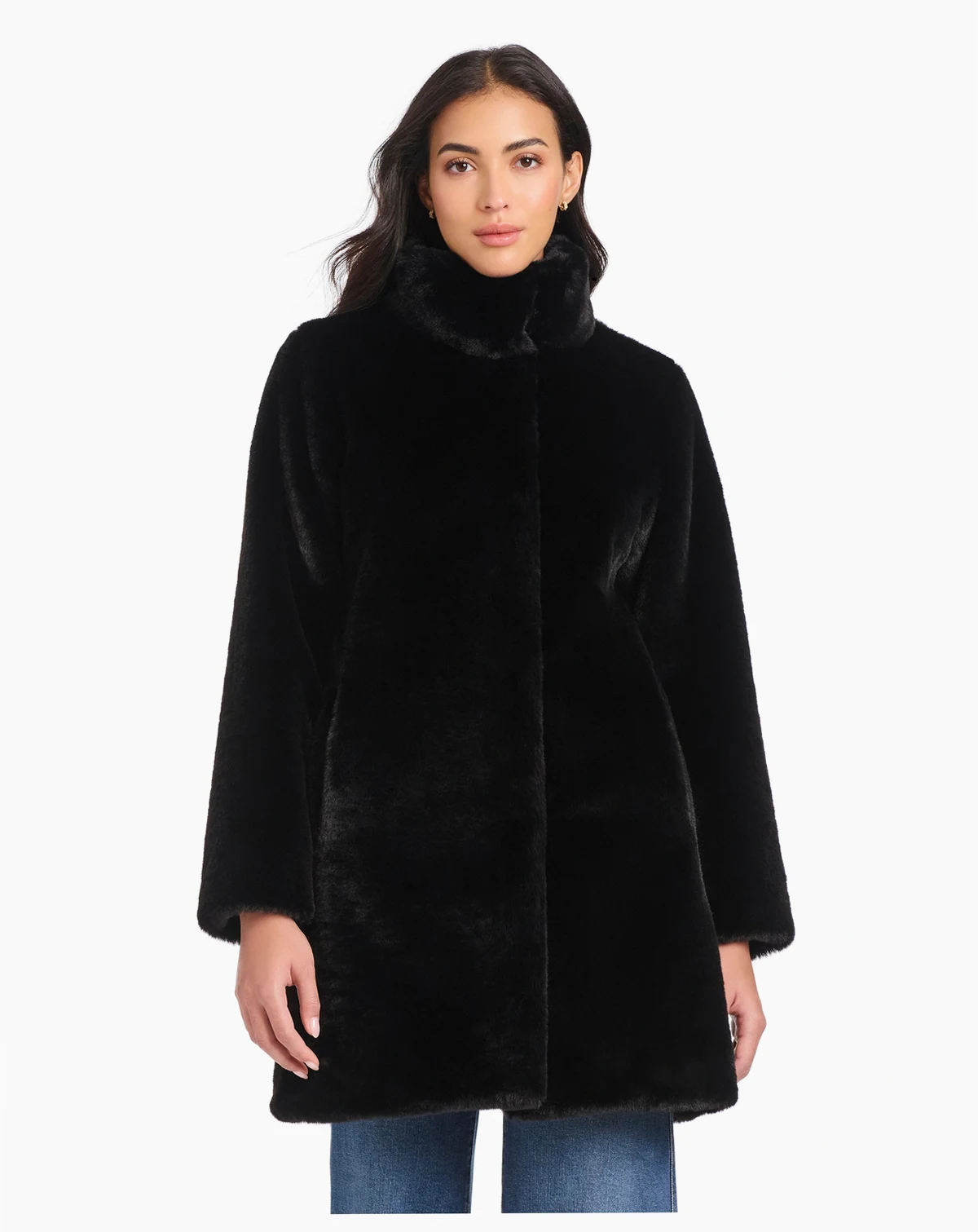 Women's Collared Faux-Fur Coat
