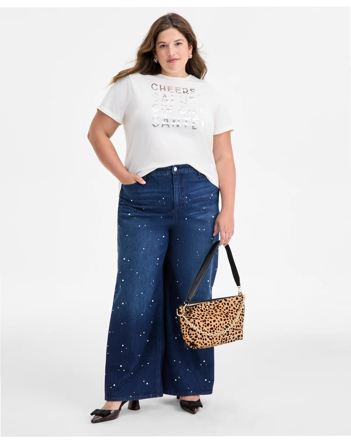 Woman's Embroidered Wide Leg Jeans, Macy's Exclusive
