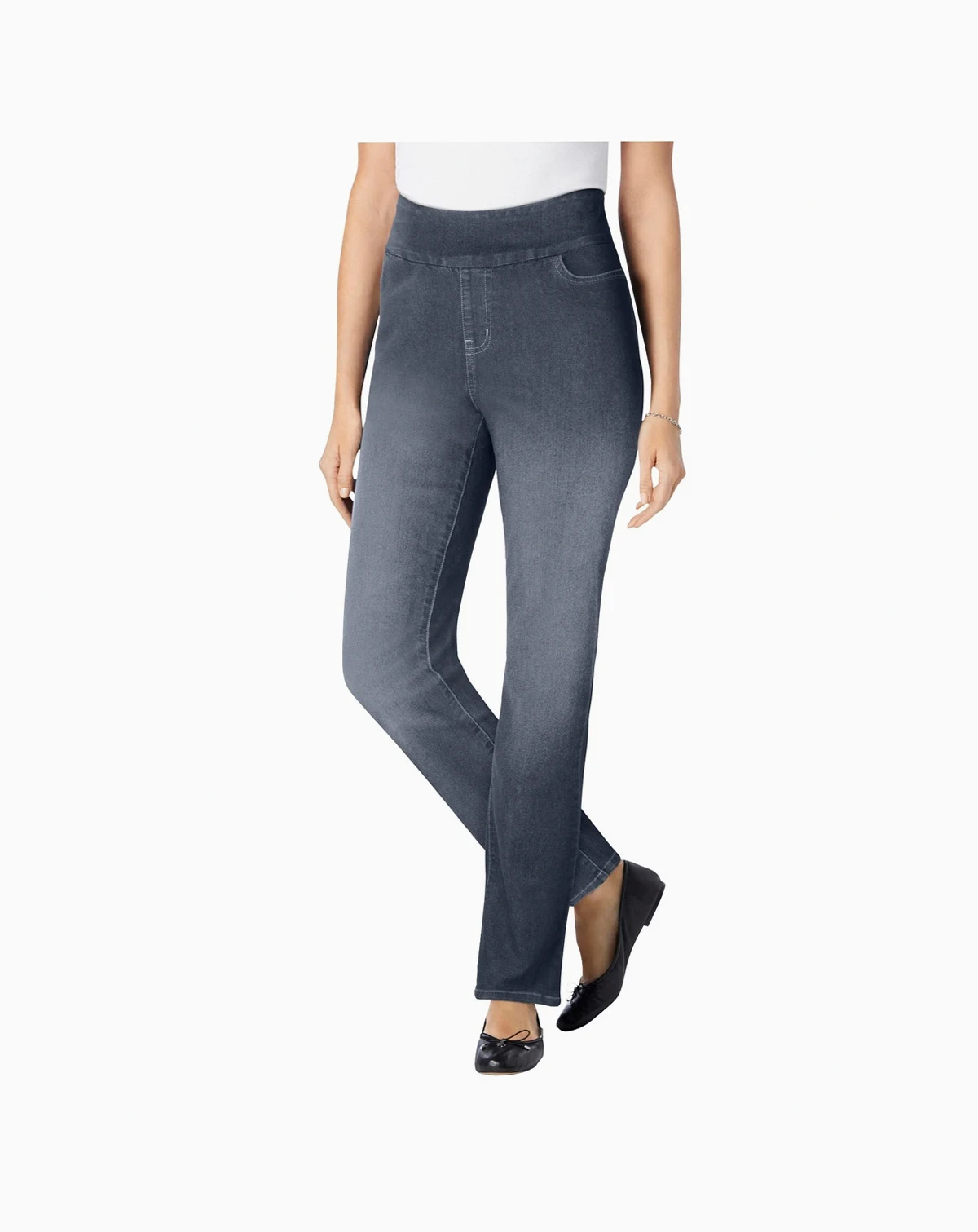 Women's Within Tall Flex-Fit Pull-On Straight-Leg Gap-Free Stretch Denim Jeans.