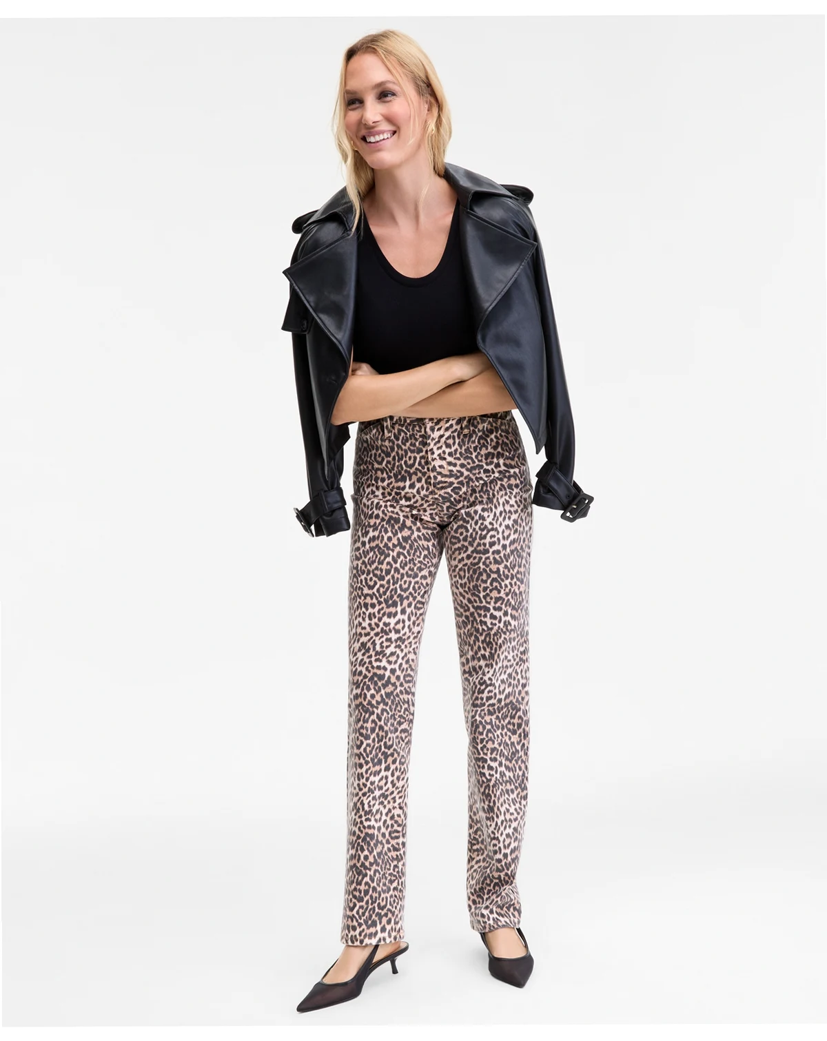 Women's Leopard-Print Straight-Leg Jeans, Macy's Exclusive