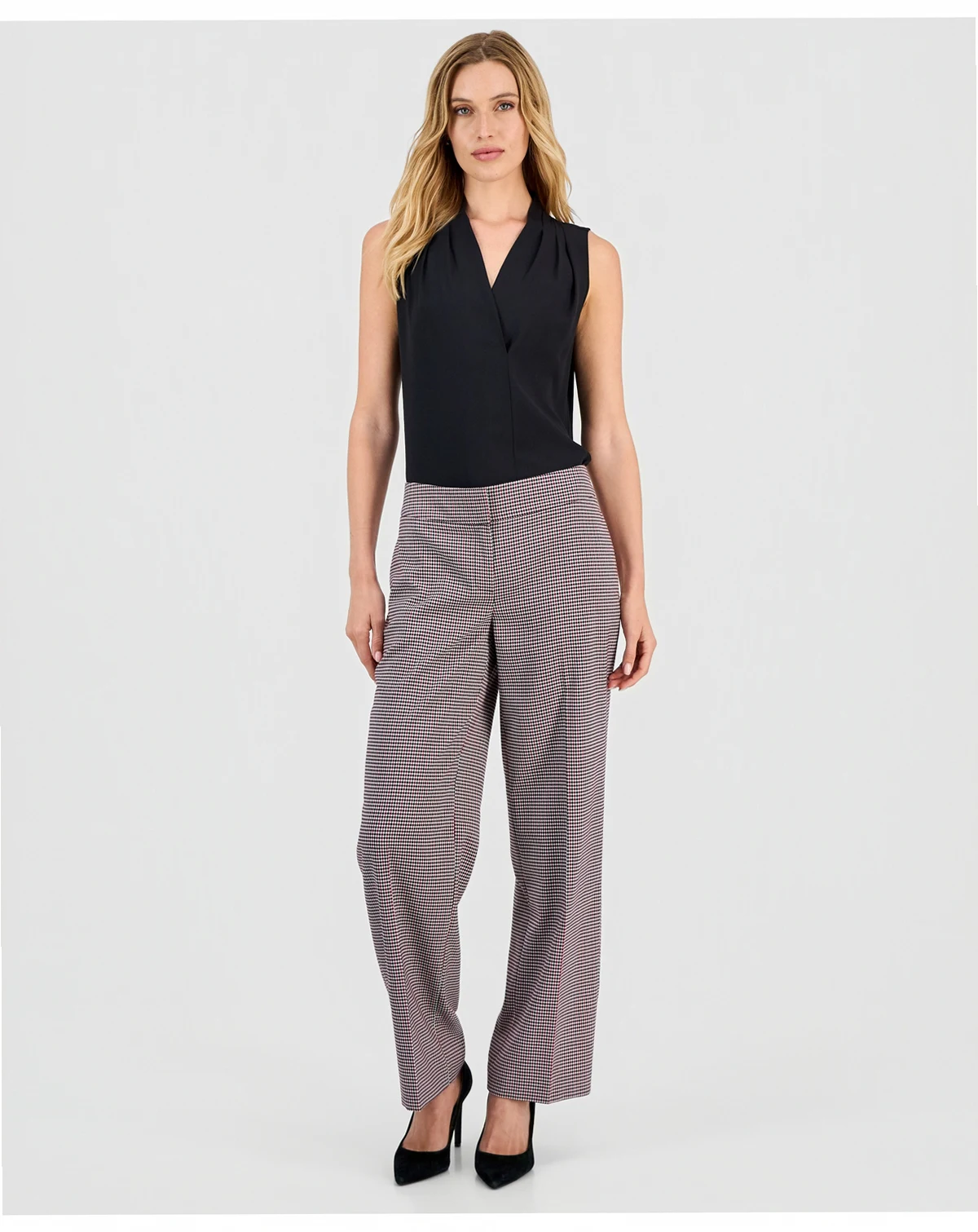 Women's Houndstooth Wide-Leg Pants, Regular & Petite