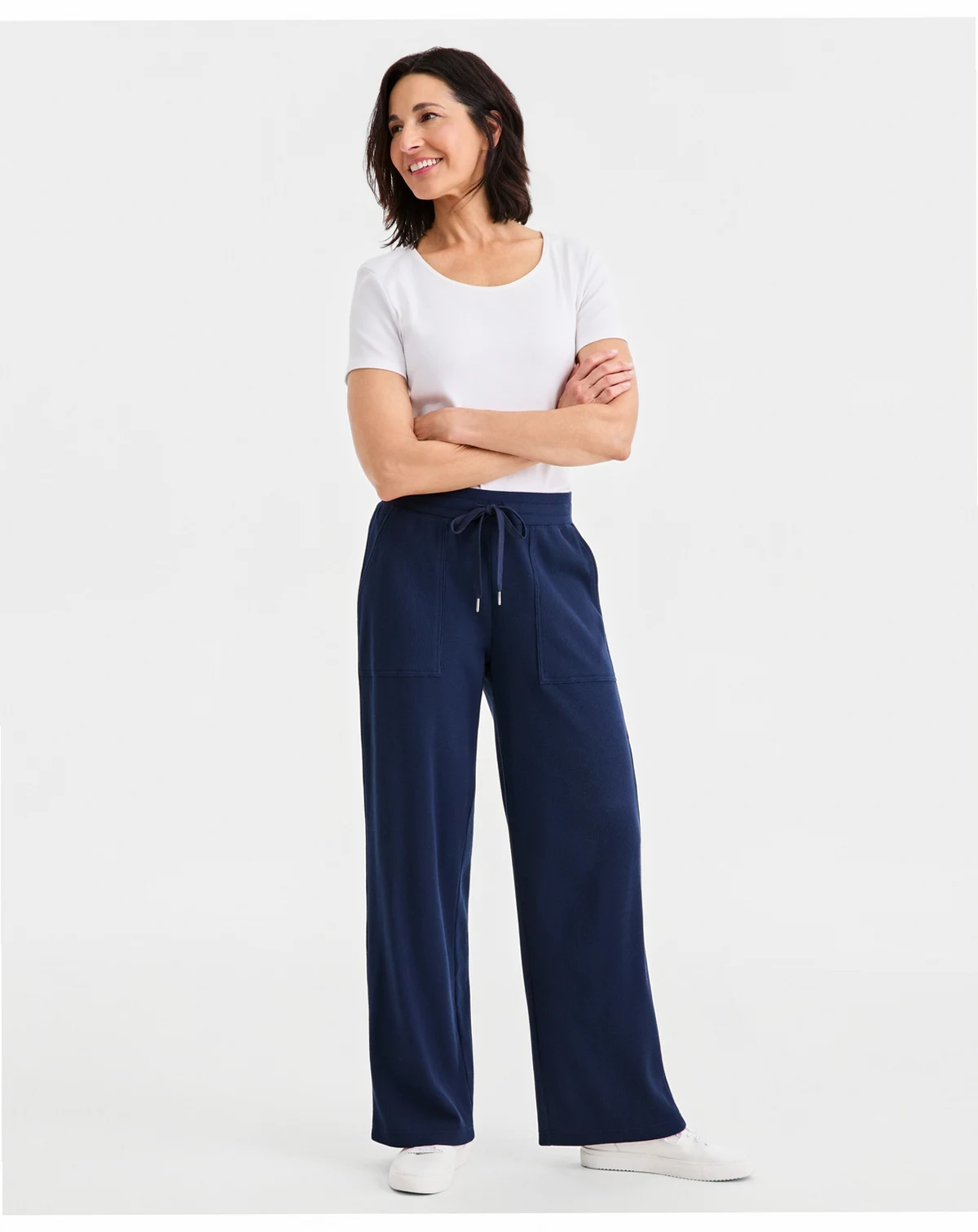 Women's Waffle-Knit Wide-Leg Pull-On Pants, Macy's Exclusive