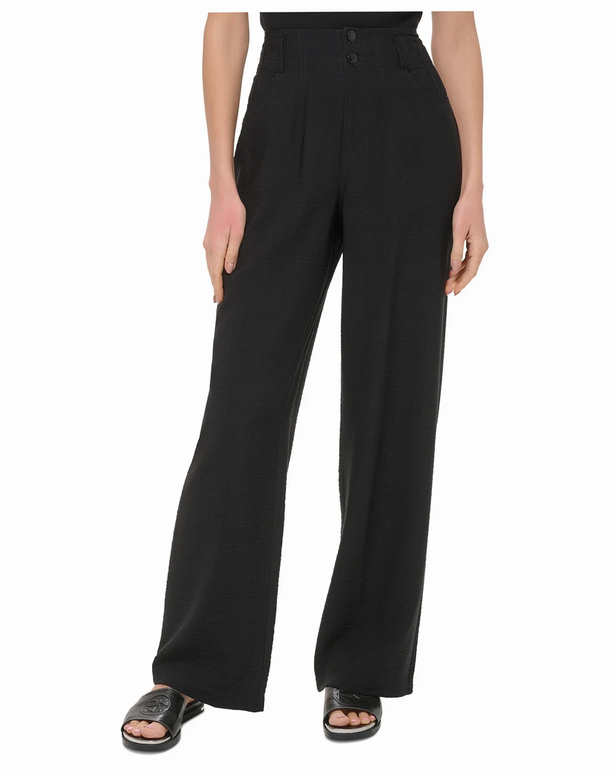 Women's Top-Stitched Crinkle Trousers