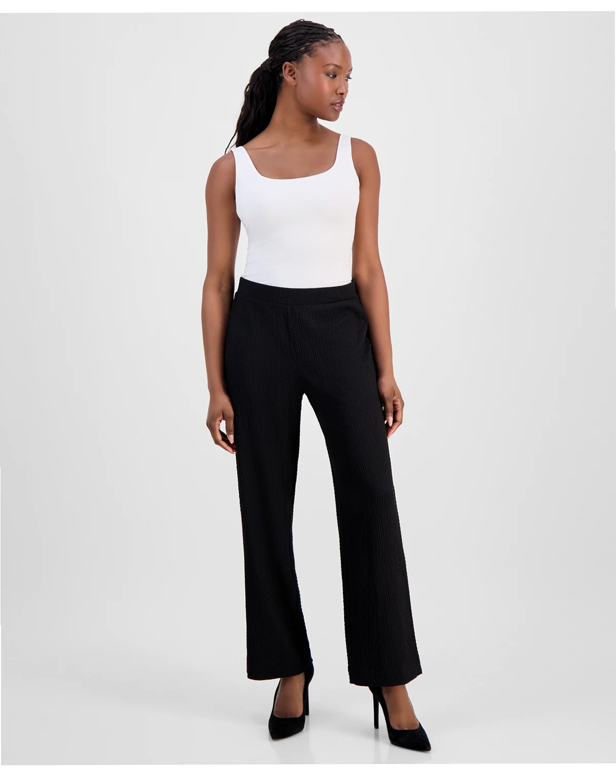 AK Anne Klein Petite Textured Pull-On Pants